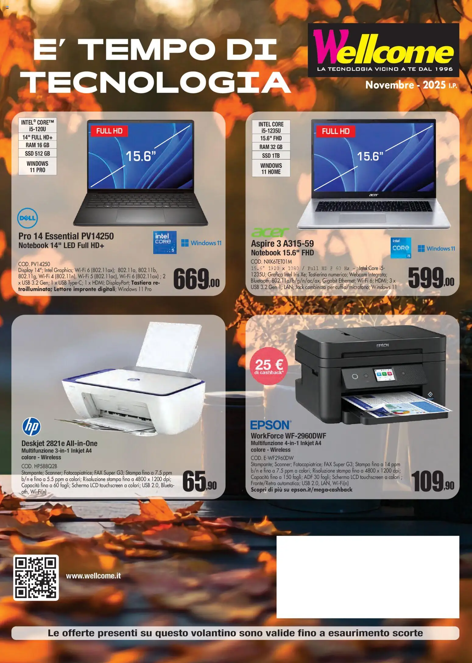 Volantino Wellcome del 06.11.2025 | Pagina: 1 | Prodotti: Notebook, Tè, Tastiera, USB