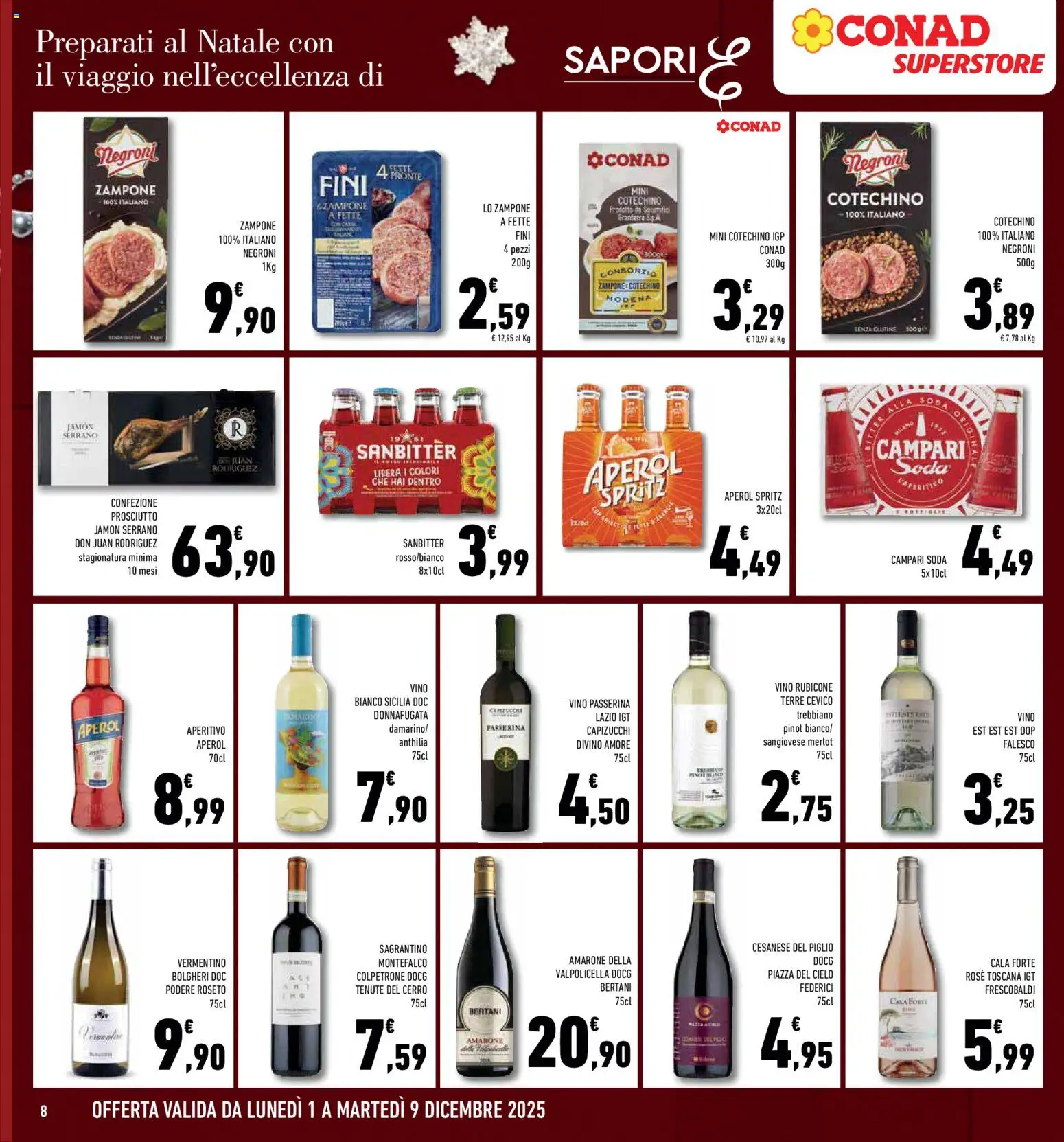 Volantino Conad del 01.12.2025 | Pagina: 8 | Prodotti: Vino, Aperol, Vino bianco, Cotechino