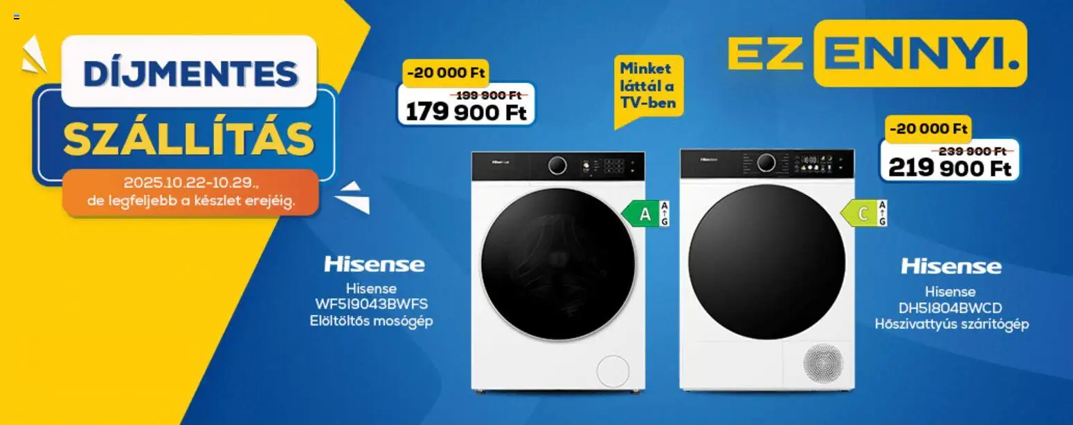 Euronics akciós ujság - amely érvényes a következő dátumtól: 22.10.2025 | Oldal: 3 | Termékek: Mosógép, Szárítógép, Elöltöltős mosógép