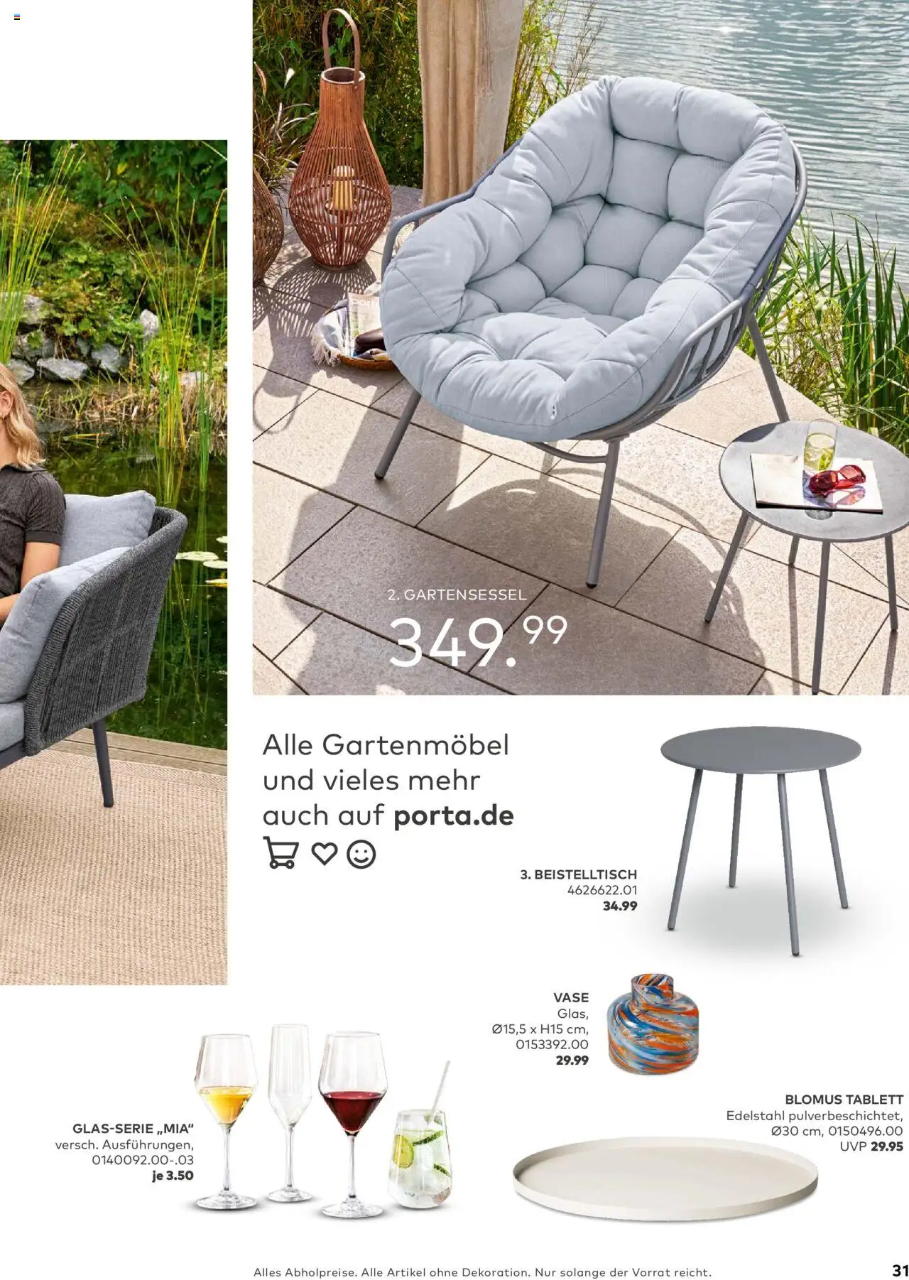 Porta! - Outdoor - Gartenmöbelkatalog 2025 - gültig ab dem 02.03.2025 | Seite: 31 | Produkte: Beistelltisch, Gartenmöbel, Vase