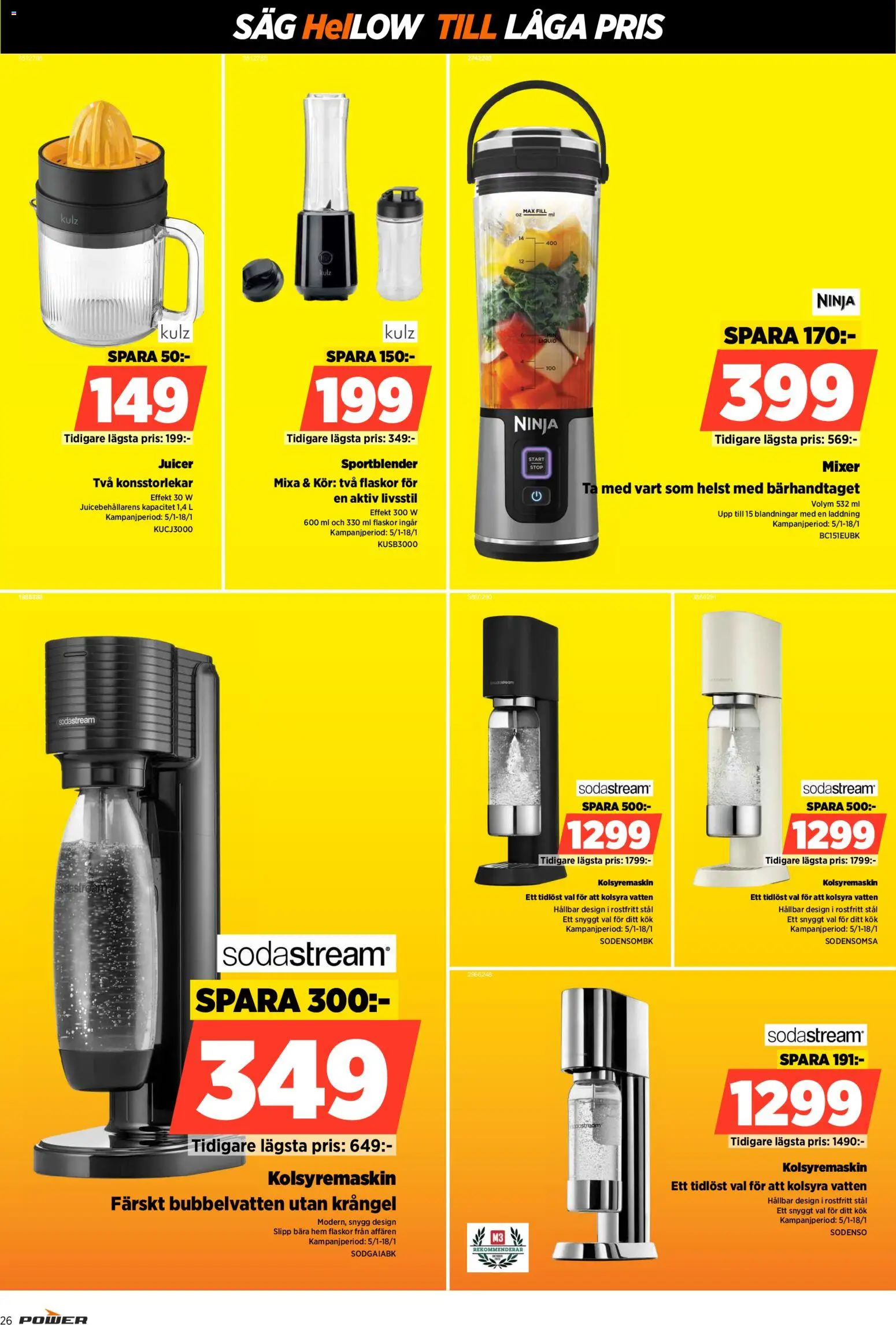 Power reklamblad aktuell från 12.01.2026 | Sida: 26 | Produkter: Mixer, Såg, Sodastream, Kolsyremaskin