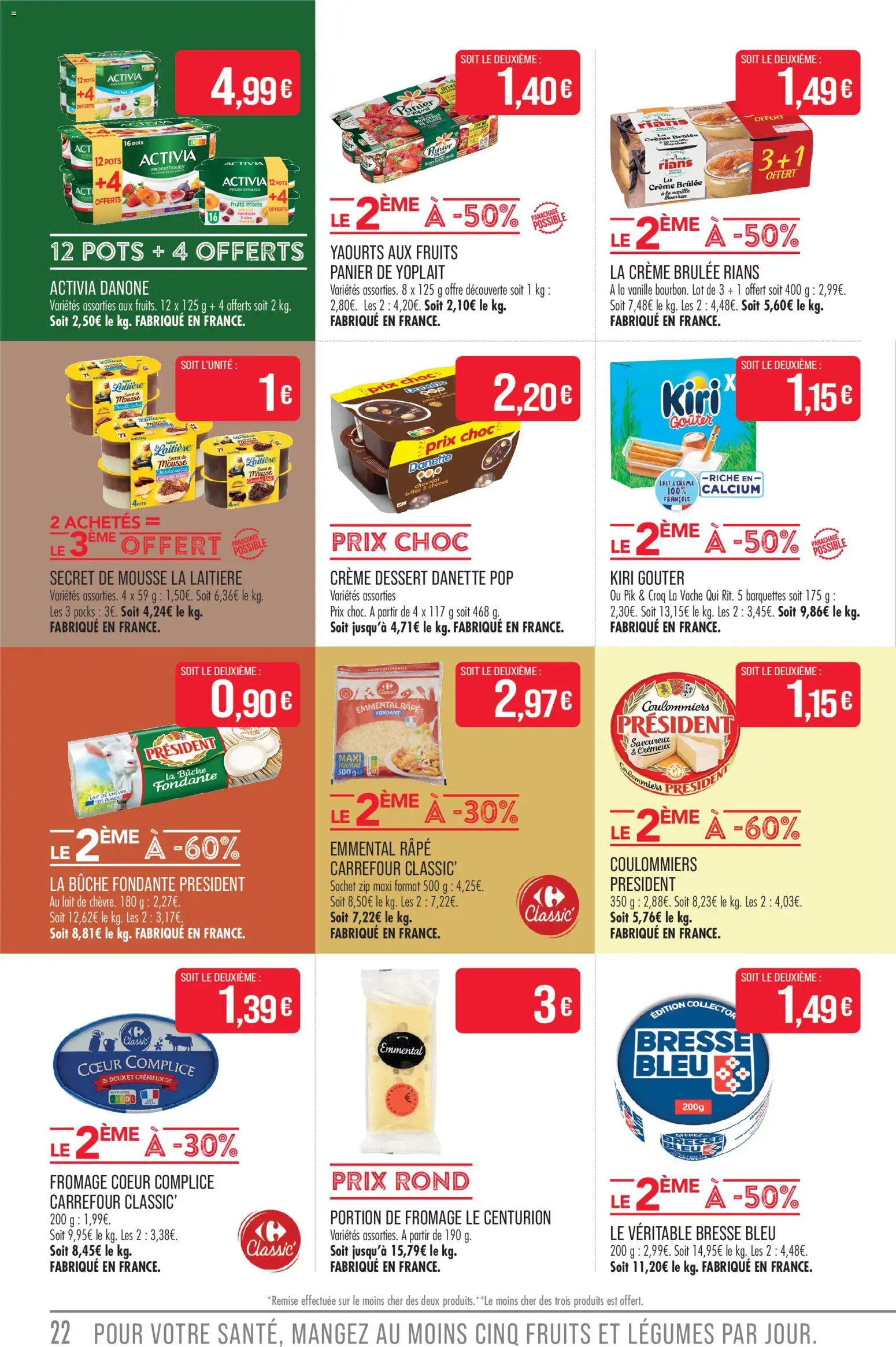 {H1} | Page: 22 | Produits: Yaourts, Emmental, Panier, Fromage