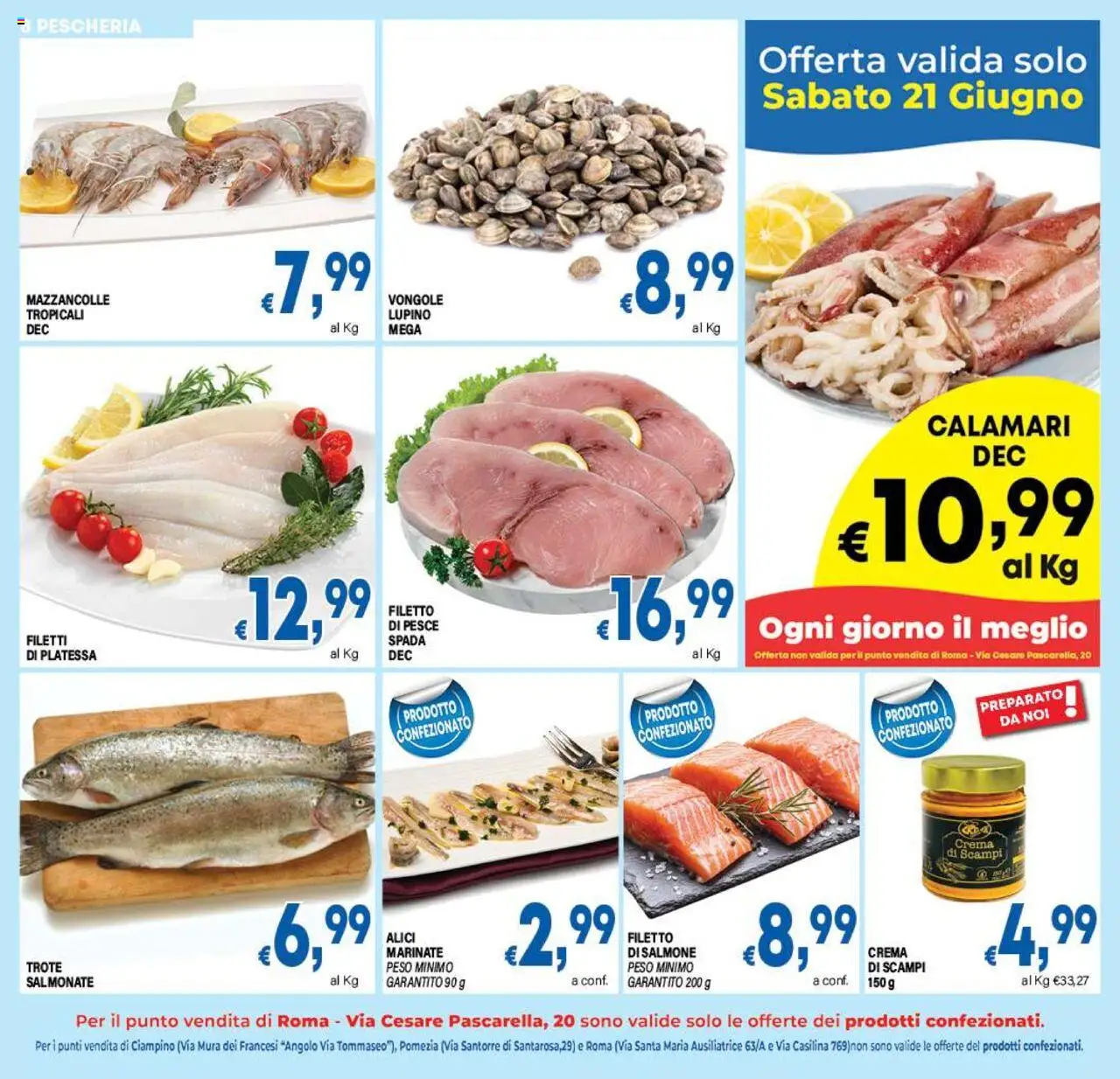 Volantino DEM del 13.06.2025 | Pagina: 8 | Prodotti: Salmone, Vongole, Pesce spada, Alici