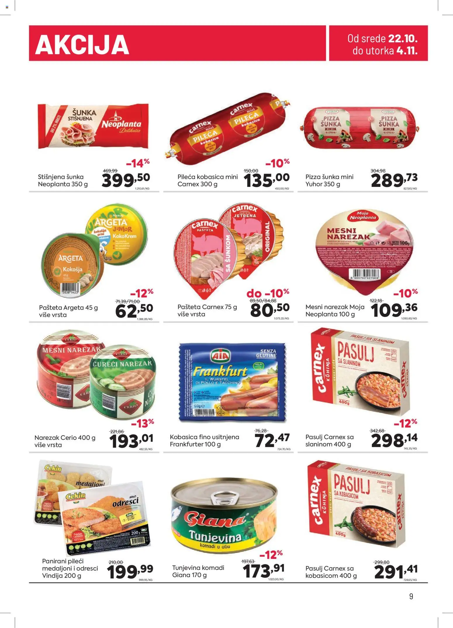 PerSu katalog - važi od 22.10.2025 | Strana: 9 | Proizvode: Kuhinja, Narezak, Pizza šunka, Mesni narezak