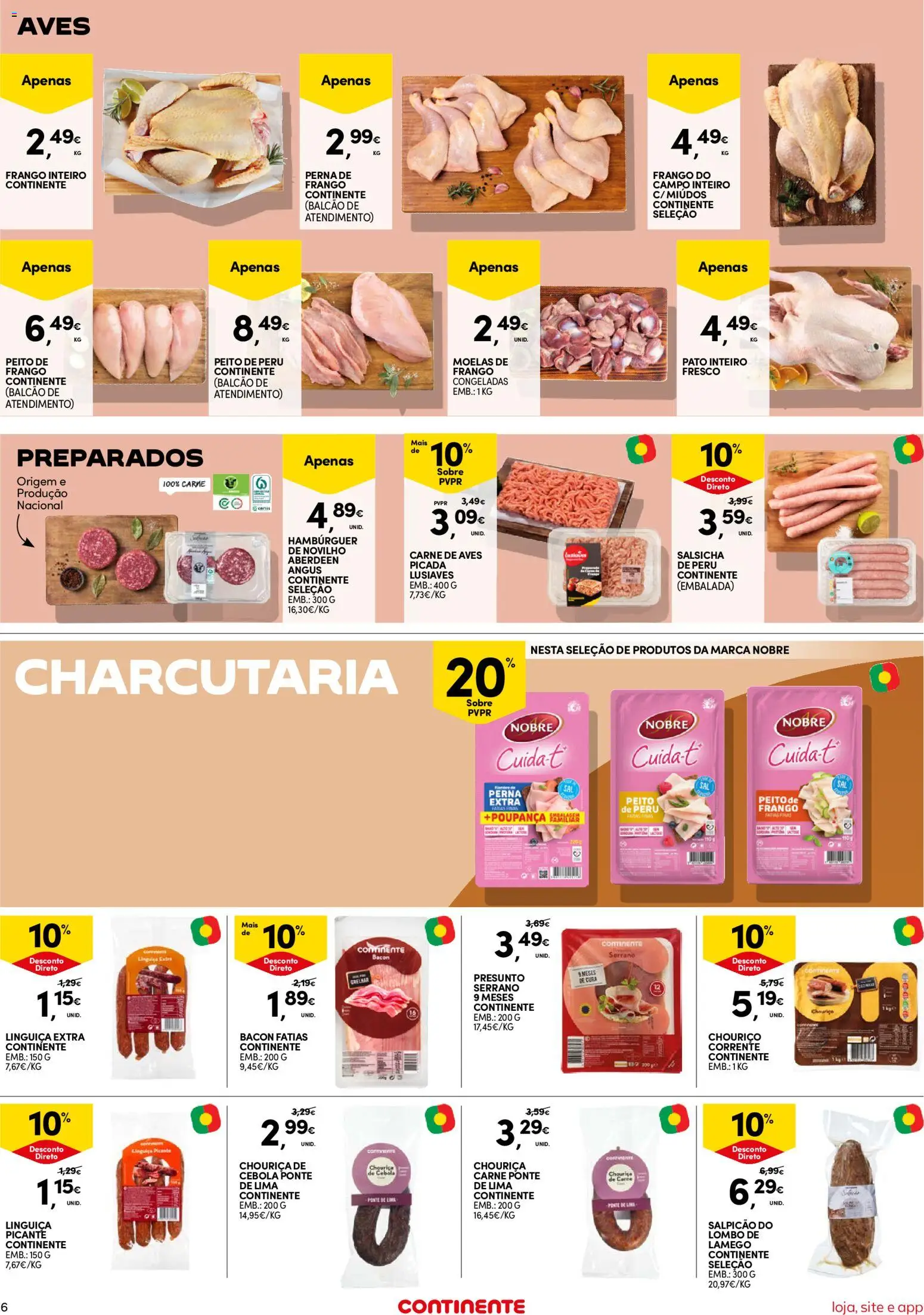 Continente Semanal Continente Bom Dia │ válido de 07.04.2026 | Página: 6 | Produtos: Bacon, Frango, Chouriço, Moelas