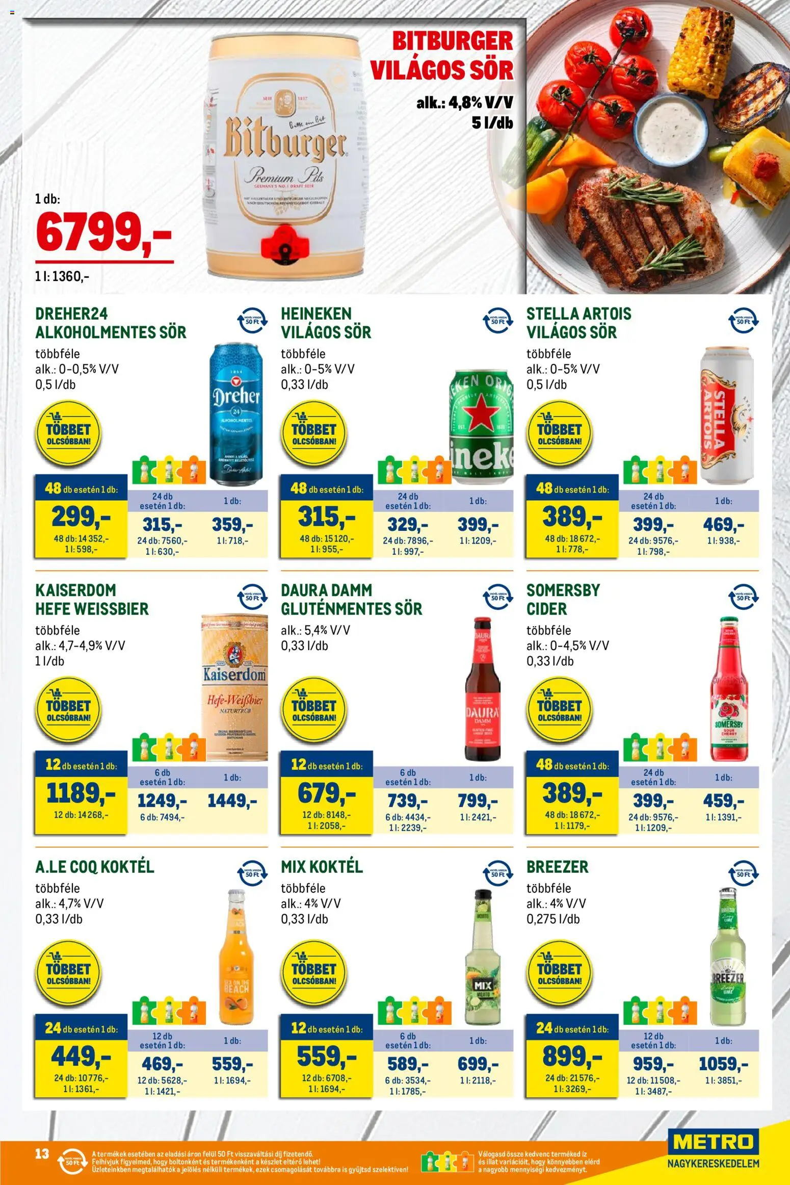 Metro akciós ujság - amely érvényes a következő dátumtól: 02.05.2026 | Oldal: 13 | Termékek: Cider, Stella artois, Gluténmentes, Só
