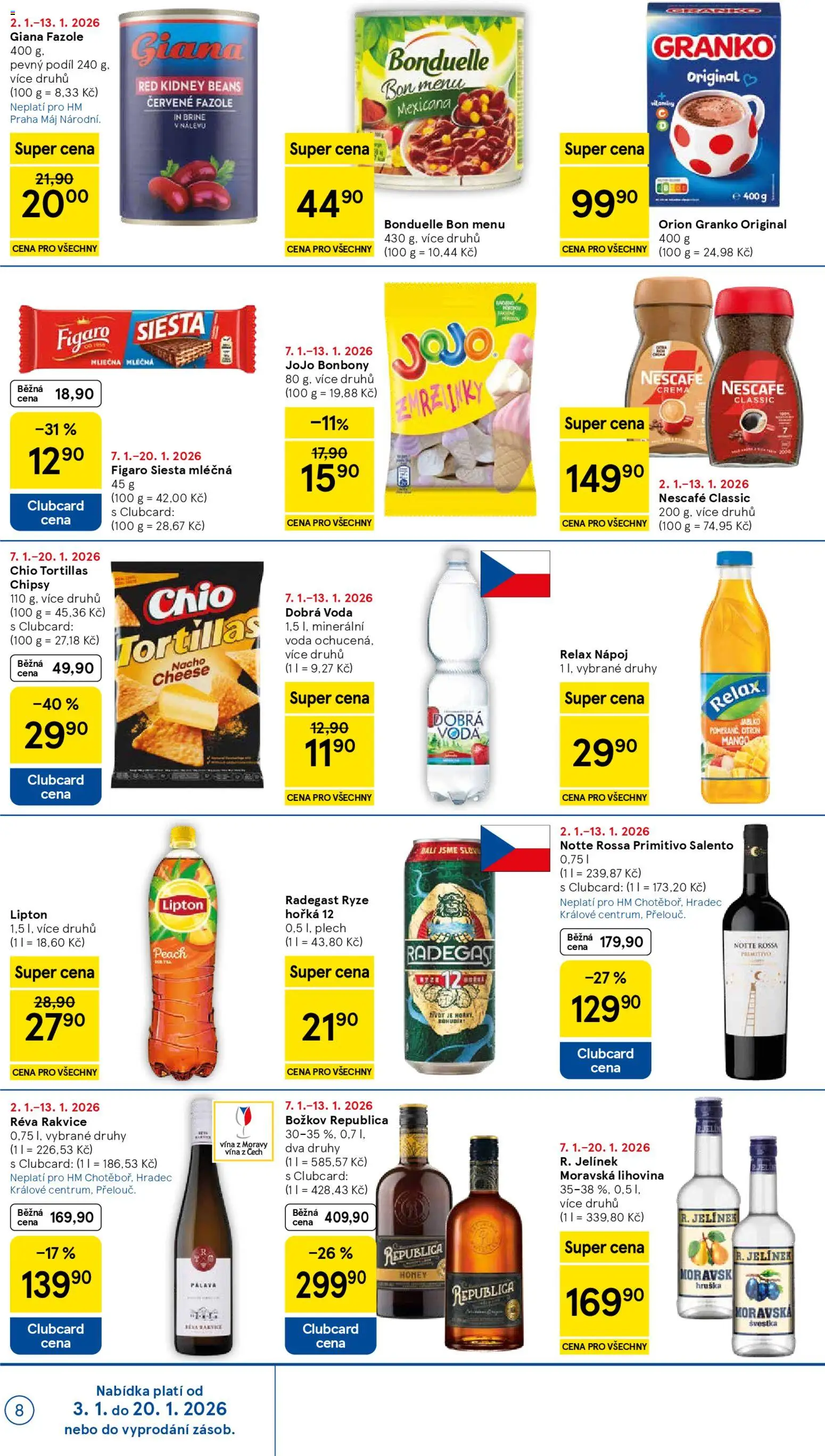 Tesco leták - Hypermarket od 07.01.2026 | Strana: 8 | Produkty: Voda, Rýže, Primitivo, Plech