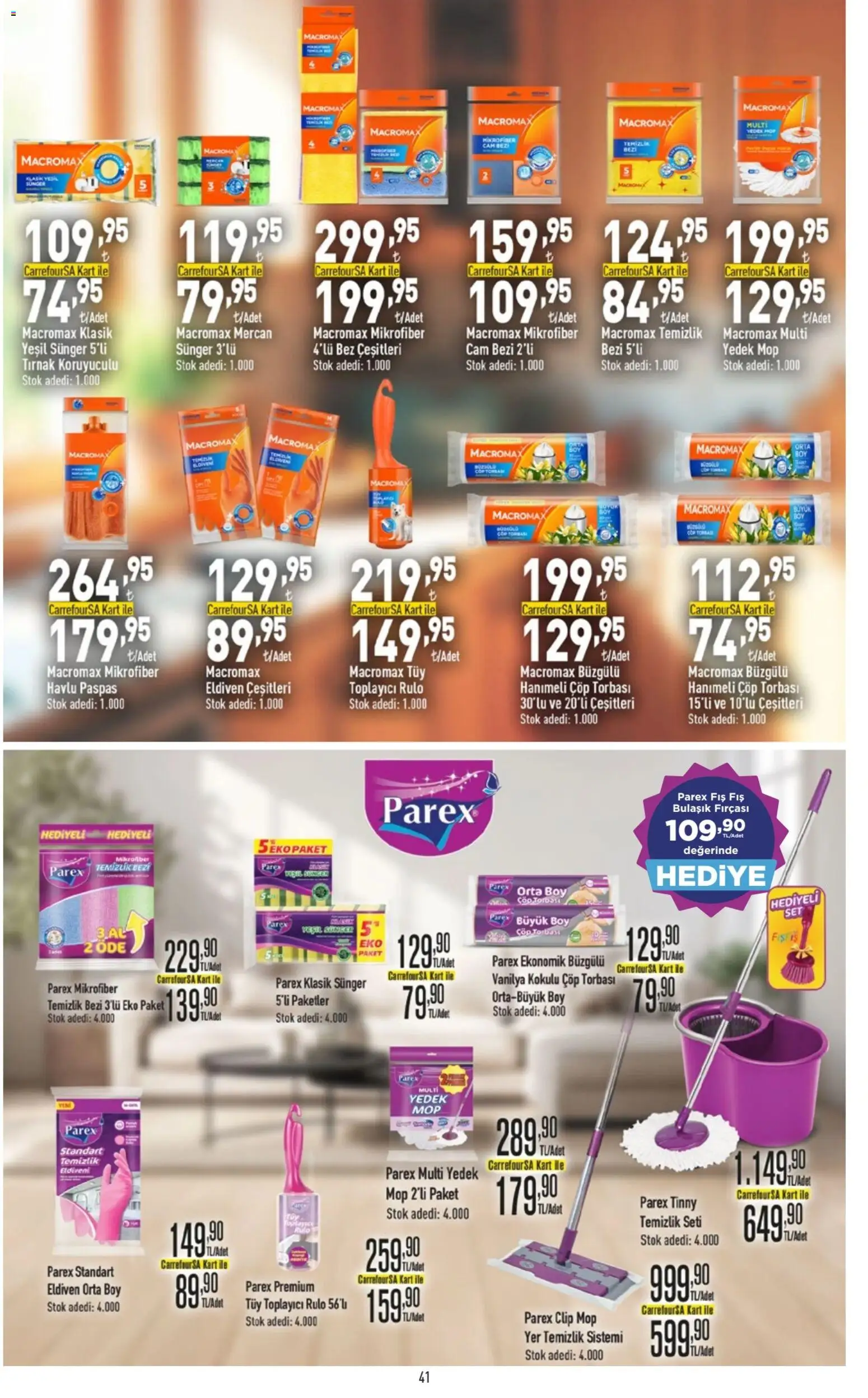 CarrefourSA Katalog - 09.04.2026 tarihinden itibaren geçerlidir | Sayfa: 42 | Ürünler: Çöp torbası, Tüy toplayıcı, Paspas, Eldiven
