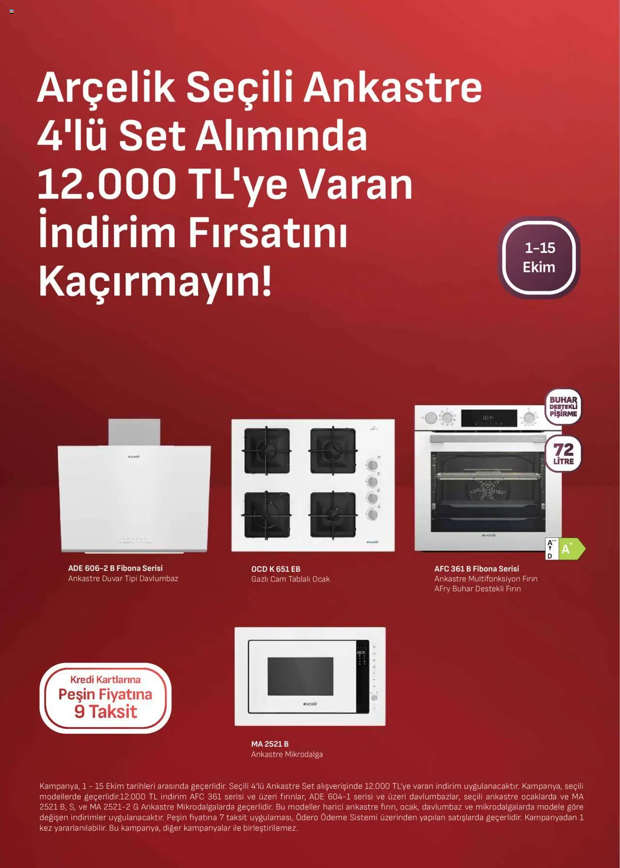 Arçelik Ankastre Kataloğu - 01.10.2025 tarihinden itibaren geçerlidir | Sayfa: 4 | Ürünler: Davlumbaz, Fırın, Ocak