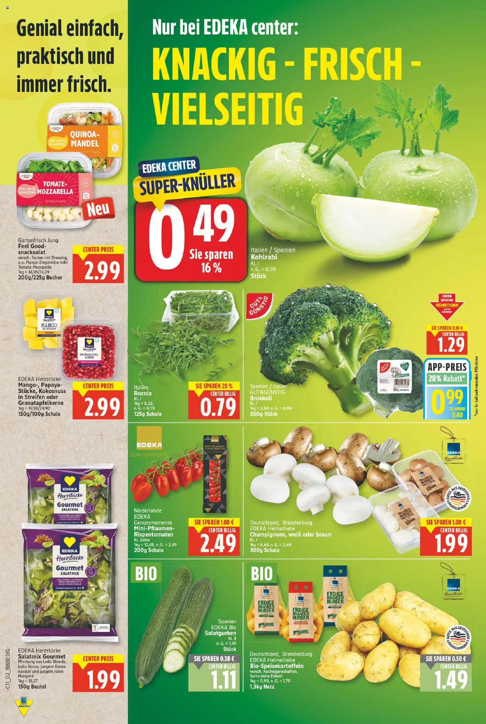 E center Prospekt 	 – gültig ab 09.03.2026 | Seite: 2 | Produkte: Pflaumen, Mozzarella, Kohlrabi, Mango