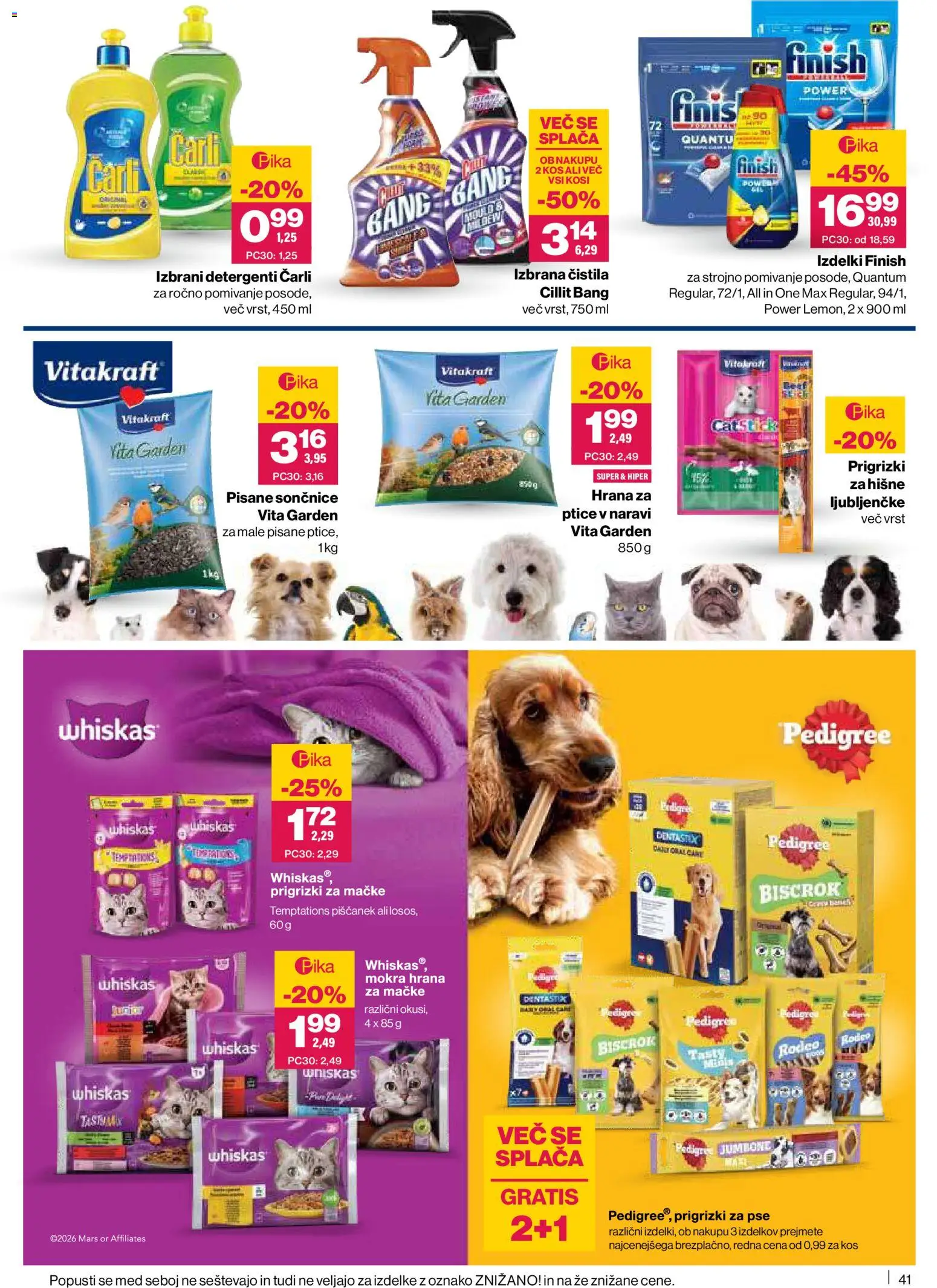 Novi Mercator katalog ponudbe – veljaven od 22.01.2026 | Stran: 41 | Izdelki: Hrana za mačke, Čistila, Kos, Detergent