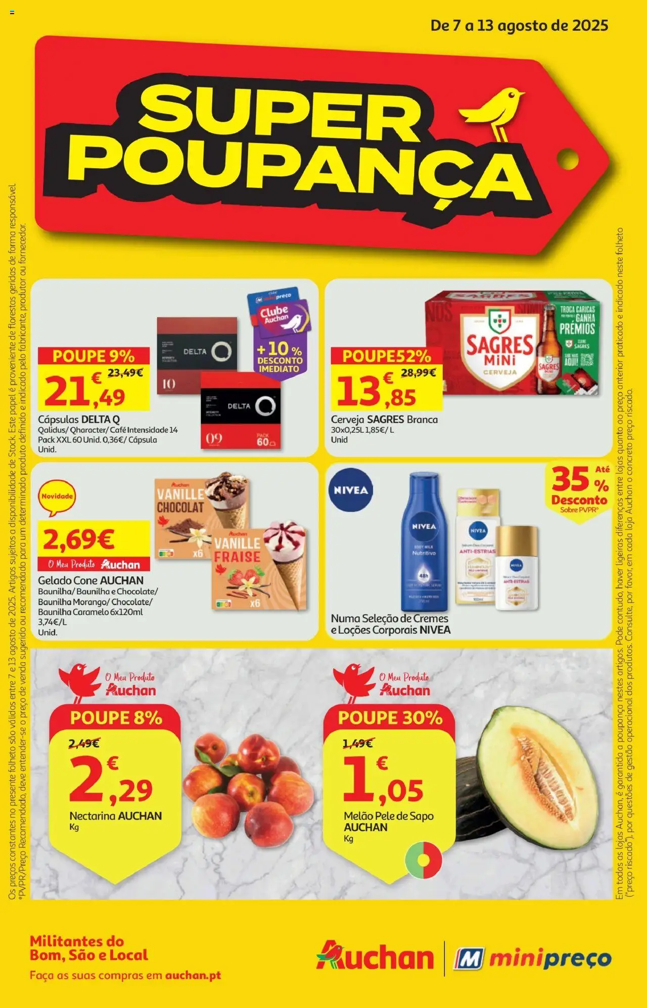 Minipreço folheto │ válido de 07.08.2025 | Página: 1 | Produtos: Faca, Delta q, Gelado, Cerveja