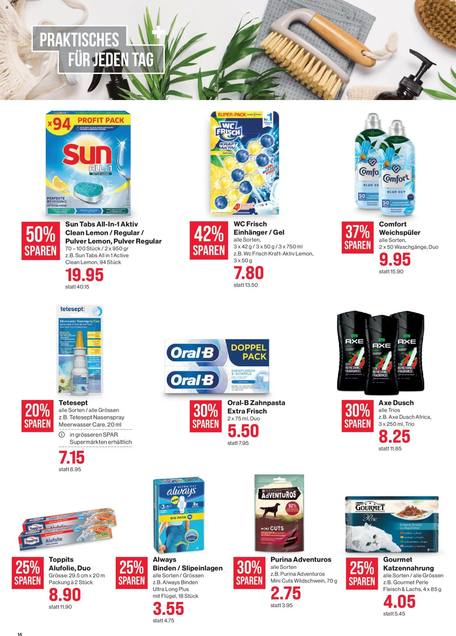 SPAR Aktionen – gültig ab 05.02.2026 | Seite: 14 | Produkte: Pulver, Zahnpasta, Weichspüler