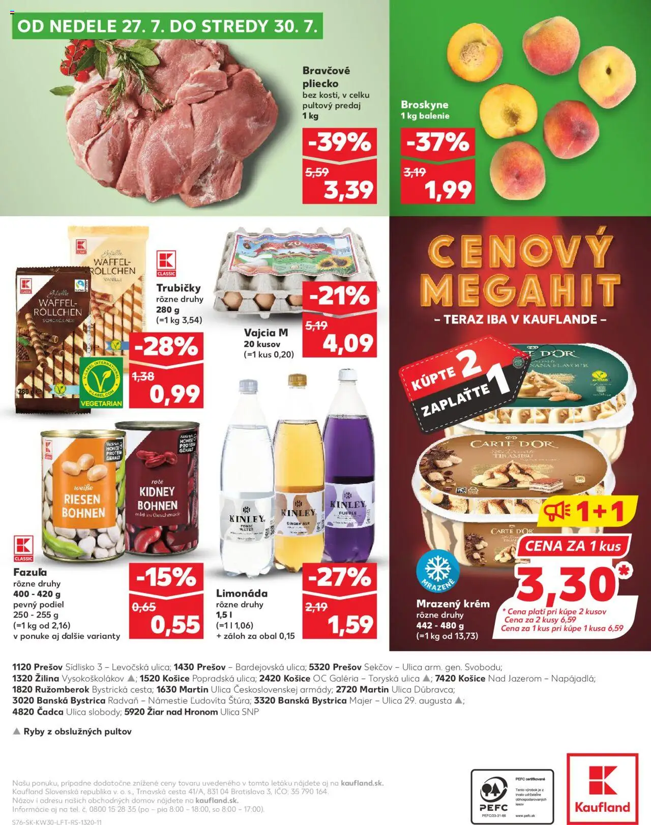 Kaufland Žilina │ platný od 24.07.2025 | Strana: 76 | Produkty: Vajcia, Ryby, Fazuľa, Broskyne
