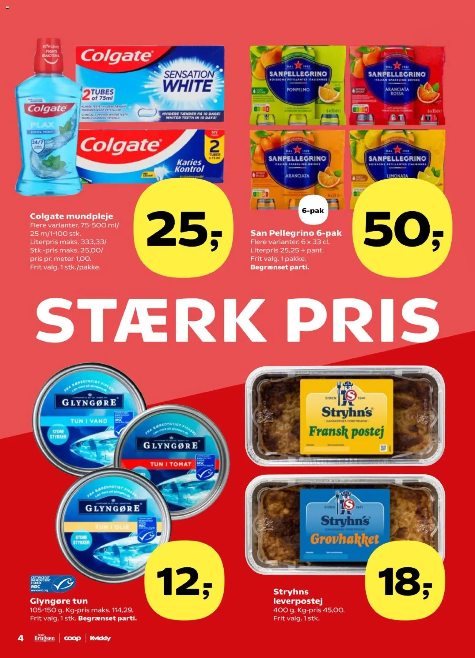 Super Brugsen tilbudsavis – gyldig fra 27.02.2026 | Side: 4 | Produkter: Fisk, Leverpostej, Tun