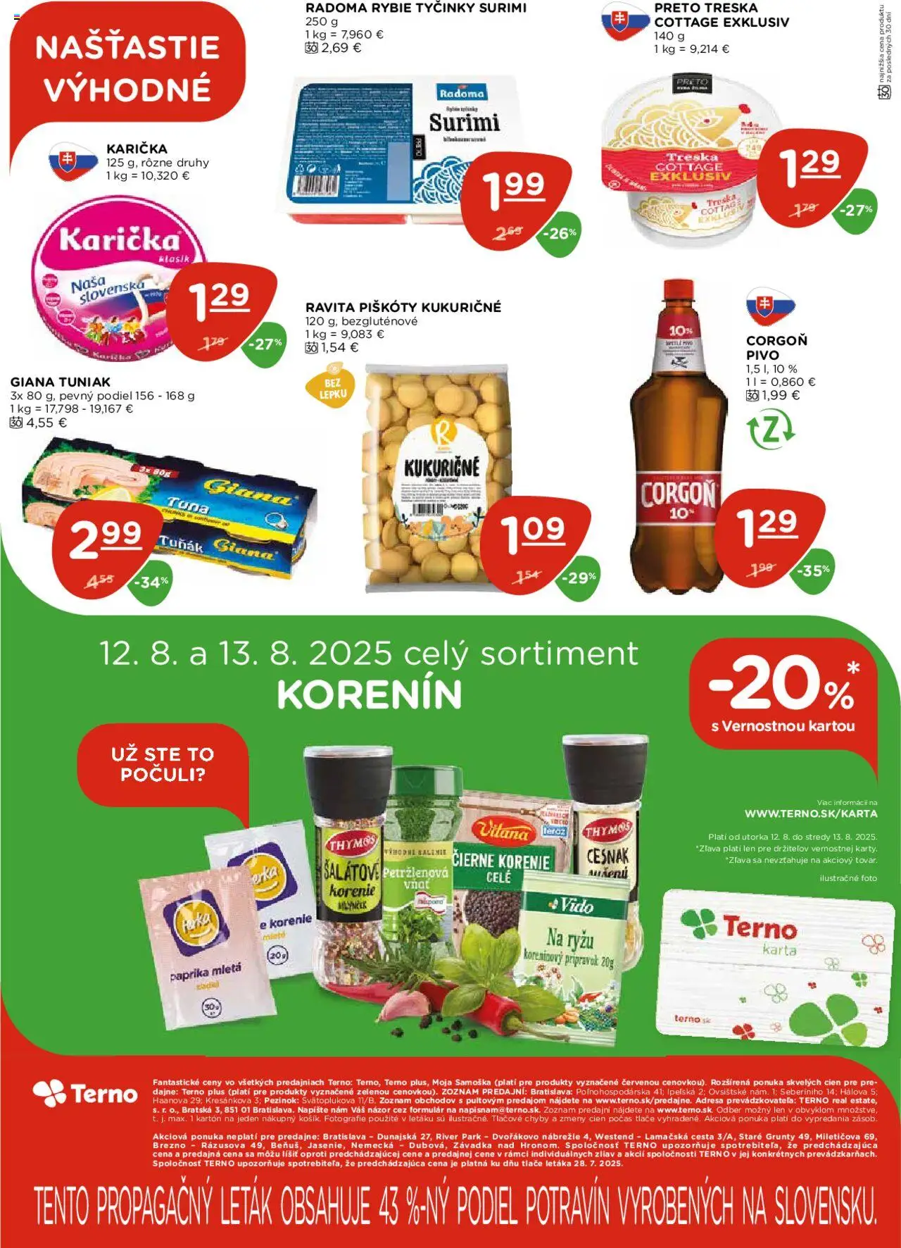 Terno leták │ platný od 07.08.2025 | Strana: 19 | Produkty: Paprika, Pivo, Tuniak, Mlynček