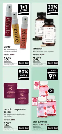 Herbolist magnesium poeder, bijv. Magnesium poeder forrest fruit 55 gram - Voorbeeld van een folder van Etos, geldig van 02.02.2026 | Pagina: 81 | Producten: Kan, Poeder, Fruit
