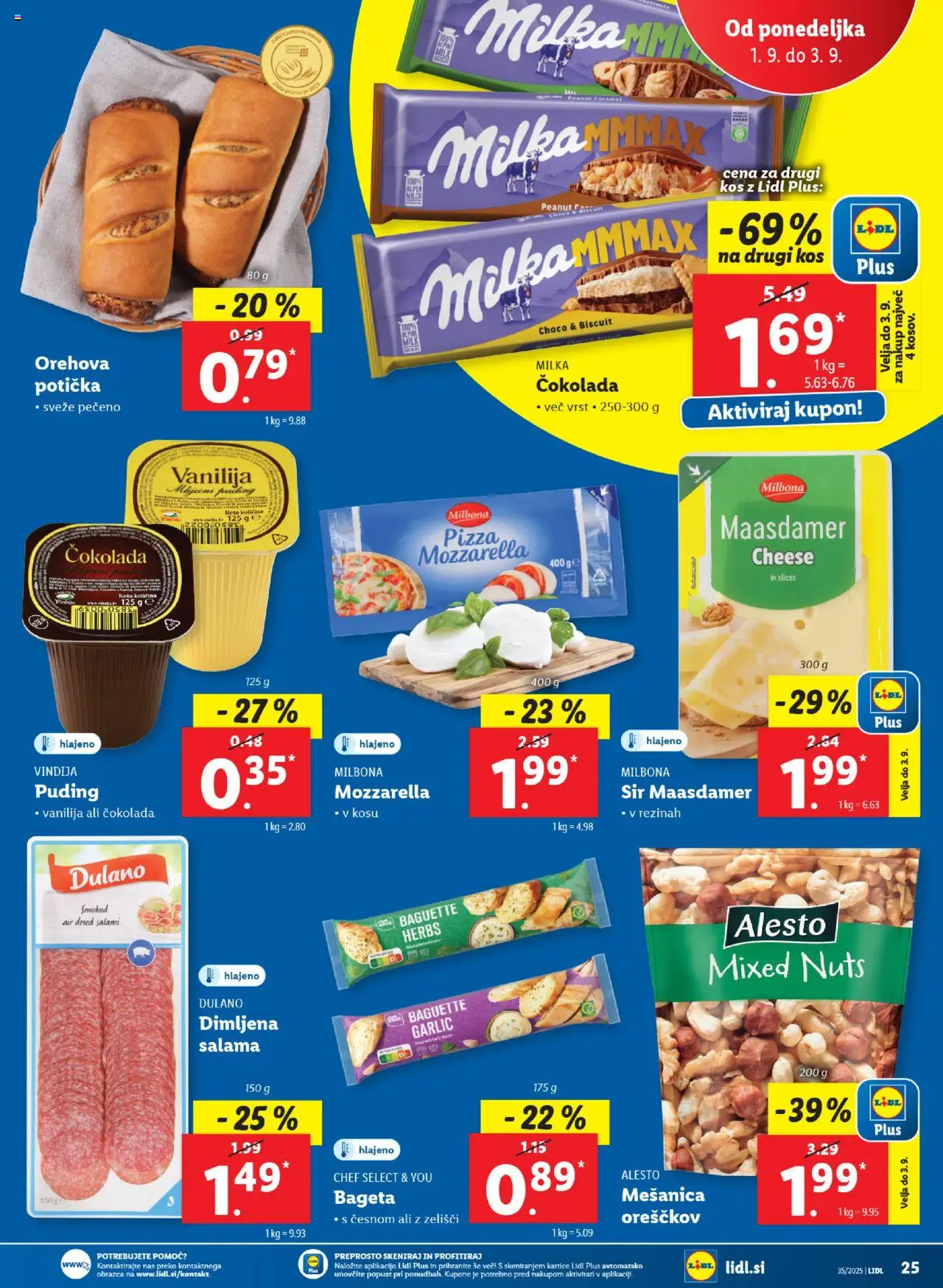Lidl katalog │ velja od 28.08.2025 | Stran: 45 | Izdelki: Puding, Kos, Sir, Salama