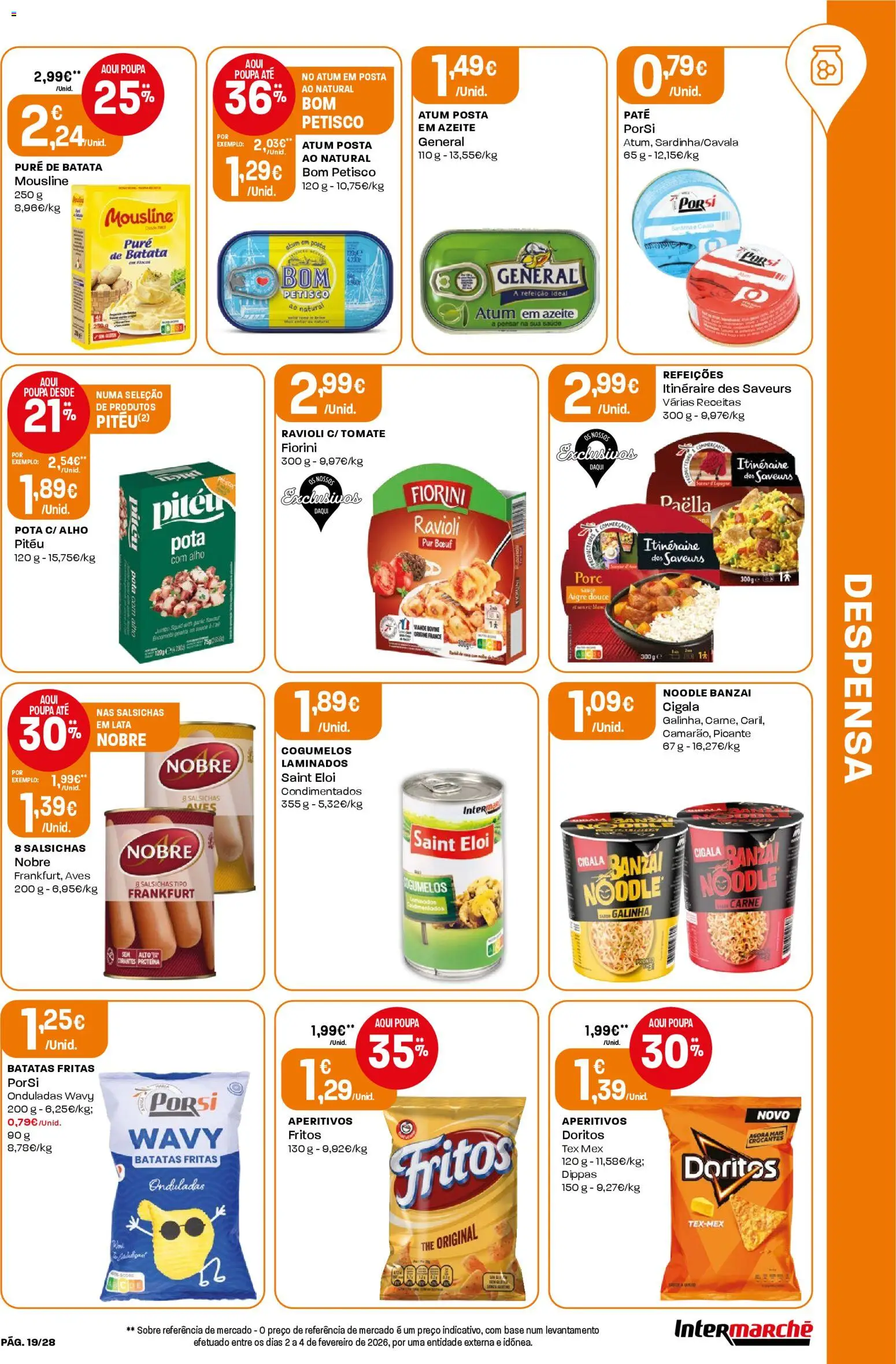 Intermarché Folheto Contact │ válido de 12.03.2026 | Página: 19 | Produtos: Atum, Carne, Cogumelos, Batatas fritas