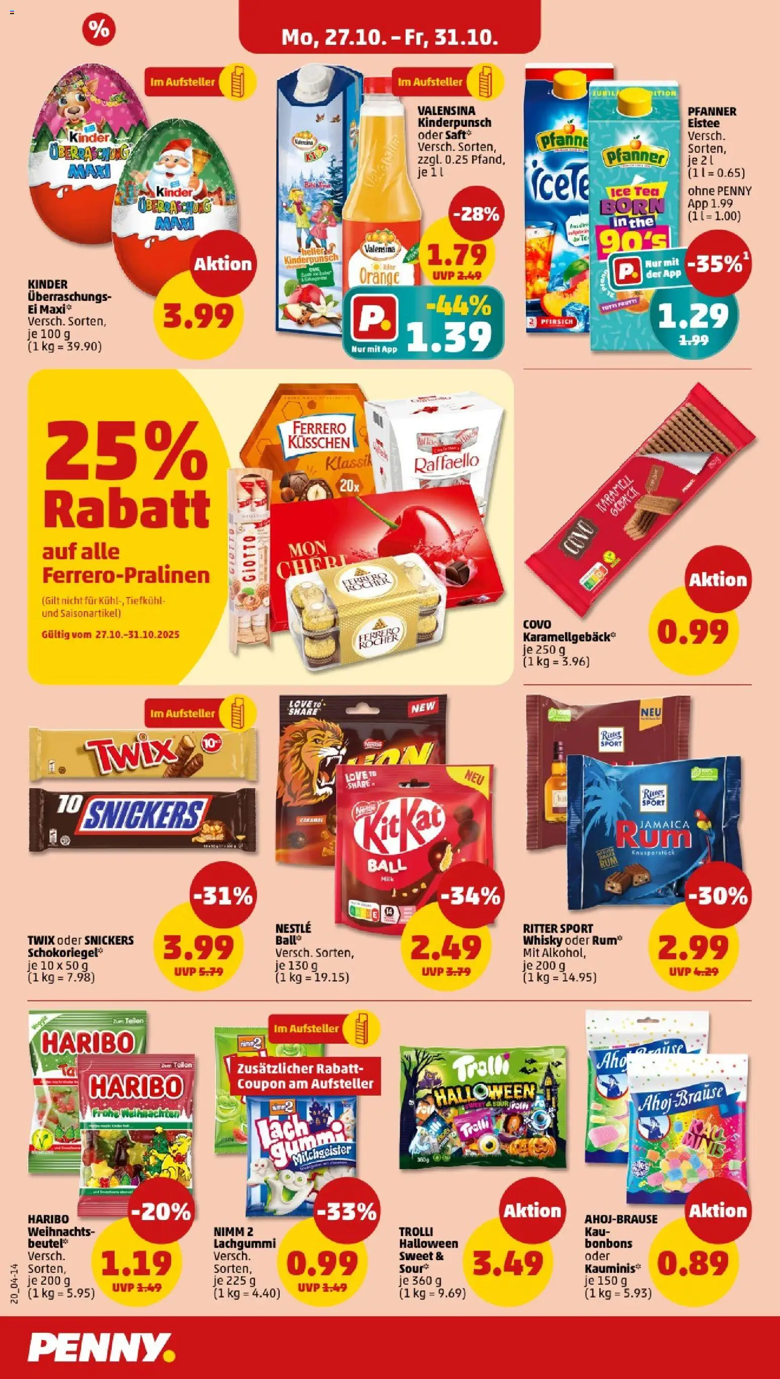 Penny - Baden-Württemberg – gültig ab 27.10.2025 | Seite: 22 | Produkte: Raffaello, Whisky, Ritter sport, Twix