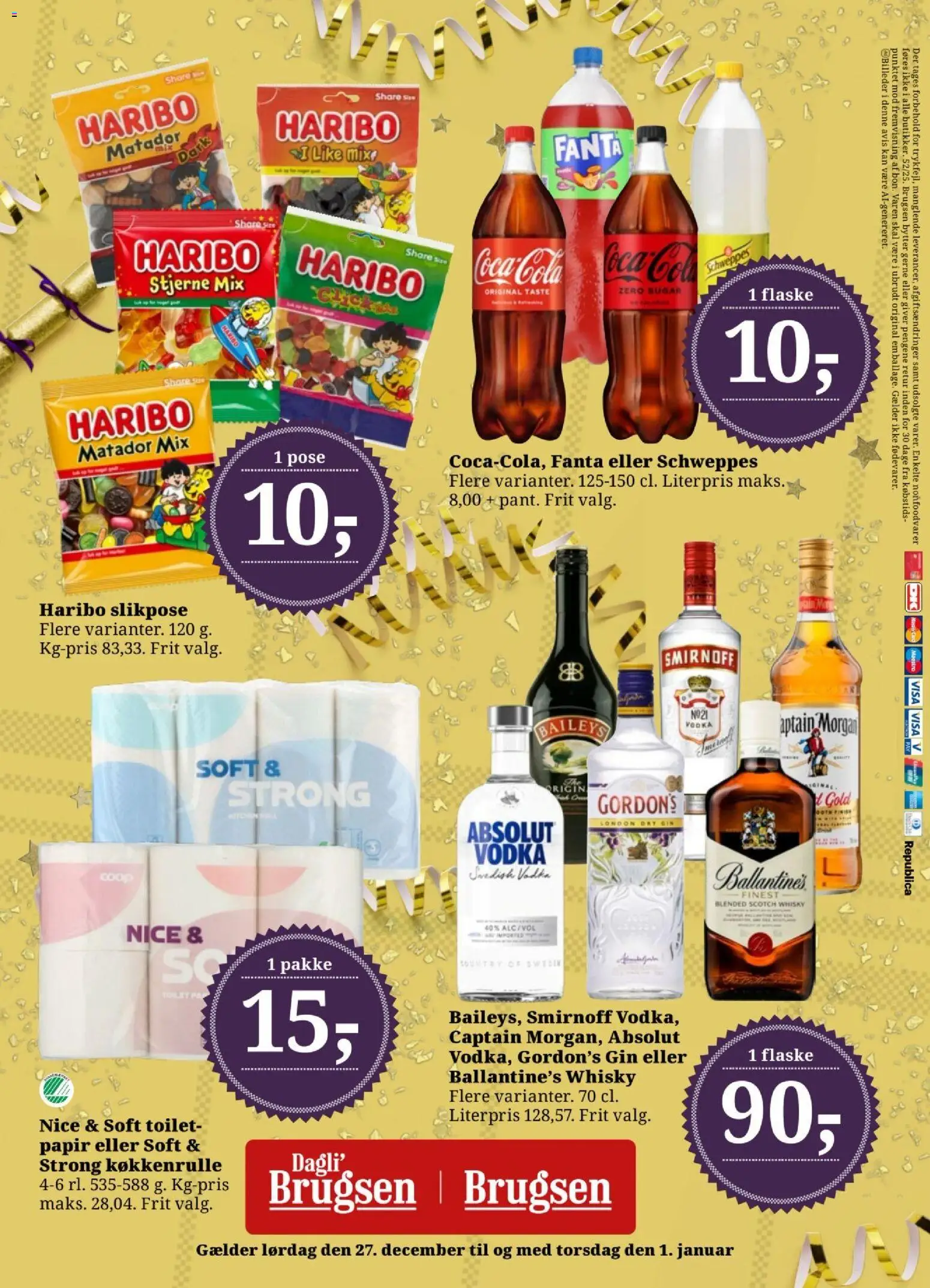Dagli'Brugsen tilbudsavis – gyldig fra 27.12.2025 | Side: 16 | Produkter: Amendoins, Gin, Whisky, Fanta