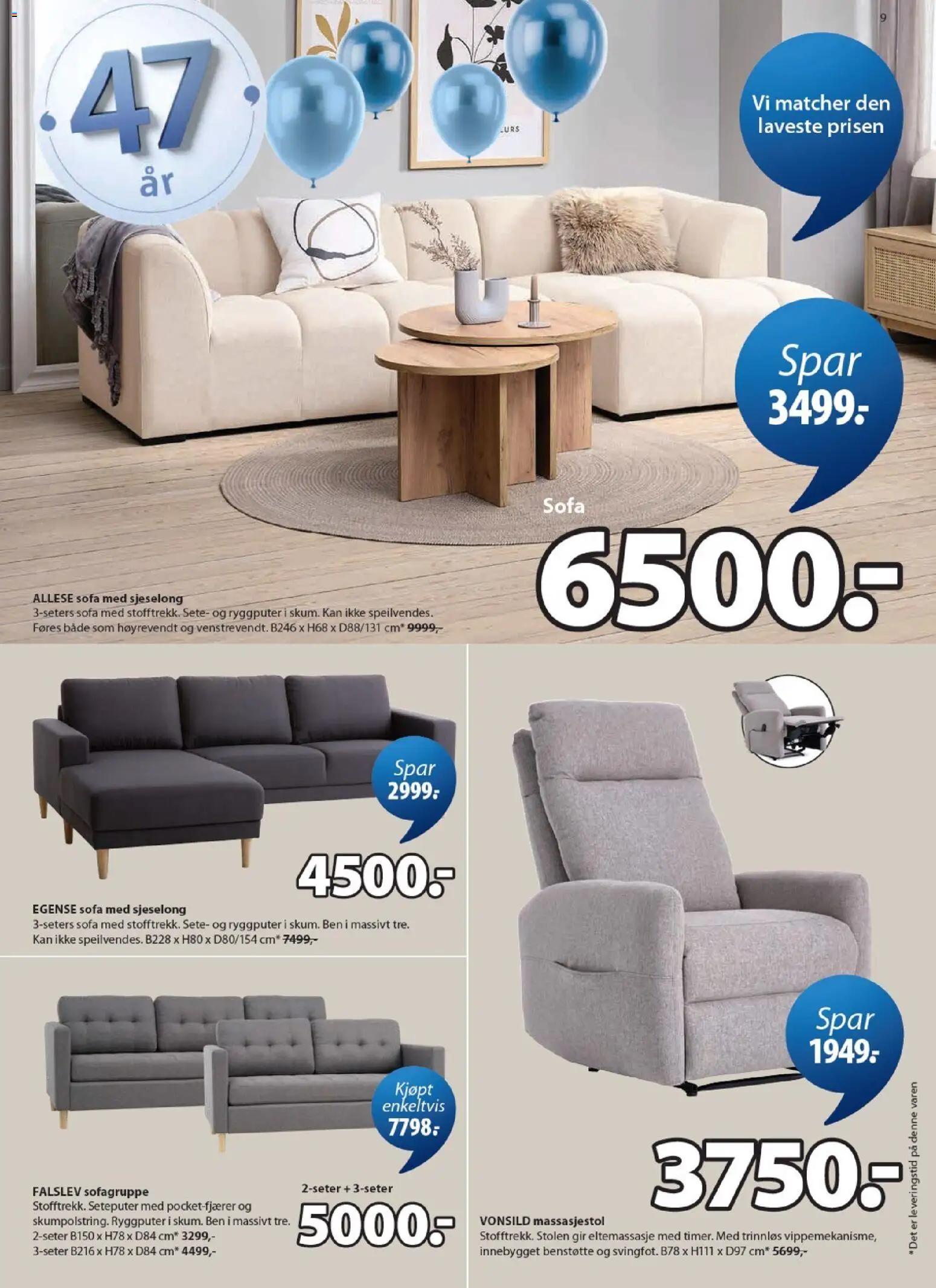 {H1} | Side: 9 | Produkter: Sofa, Sjeselong