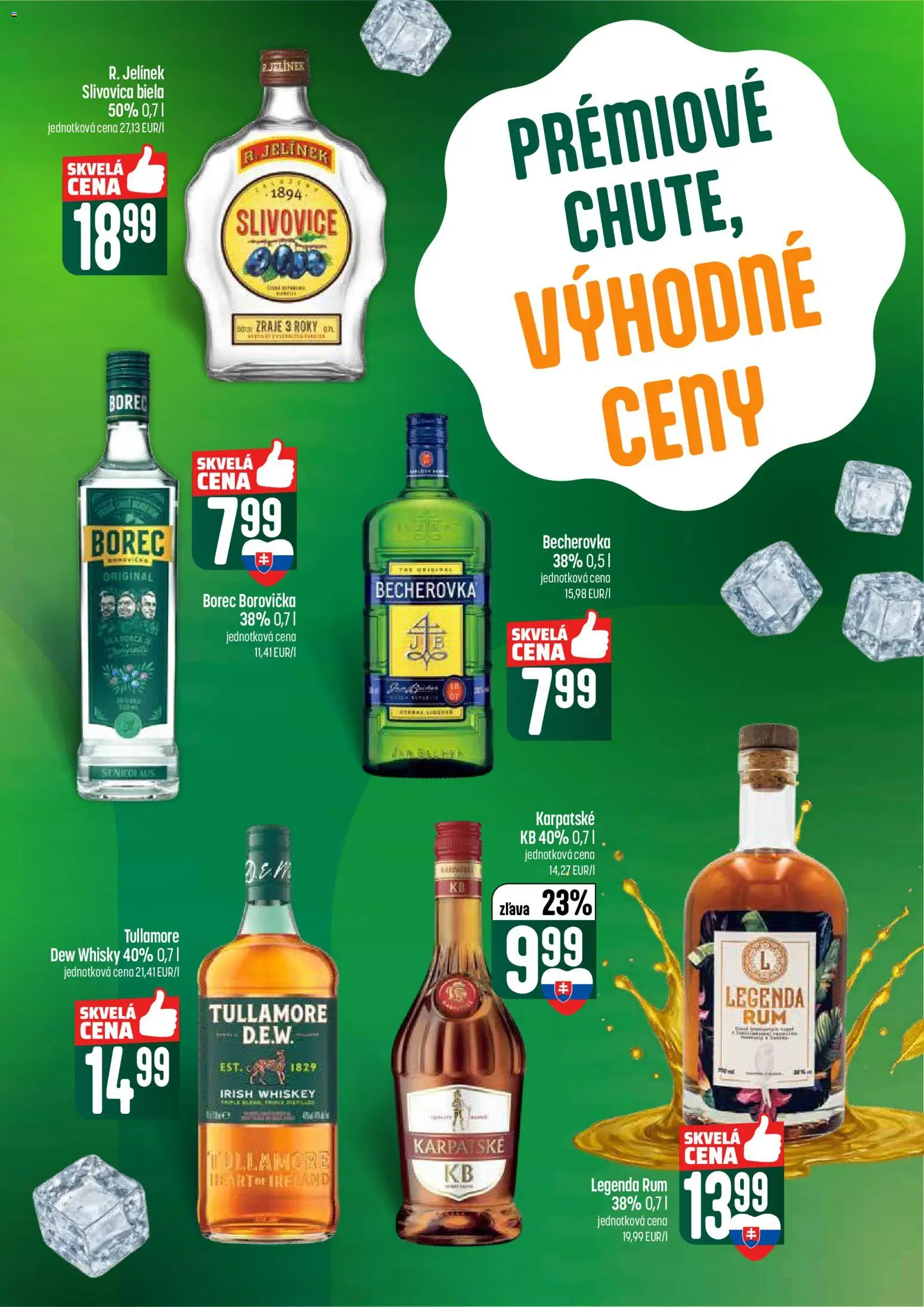 Nové COOP Jednota akcie – leták je platný od 26.02.2026 | Strana: 55 | Produkty: Becherovka, Borovička, Slivovica, Whisky
