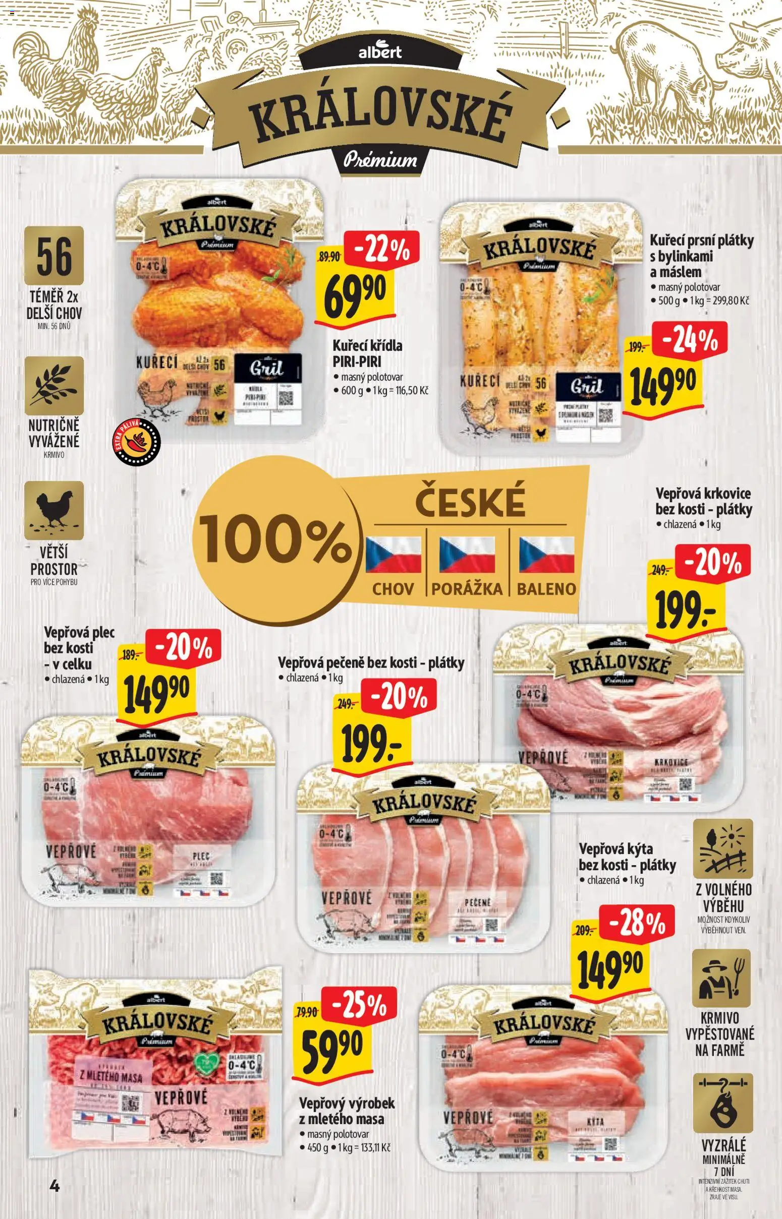 Albert katalog - Hypermarket od 22.04.2026 | Strana: 4 | Produkty: Kuřecí Křídla, Vepřová plec, Vepřová Kýta, Kýta
