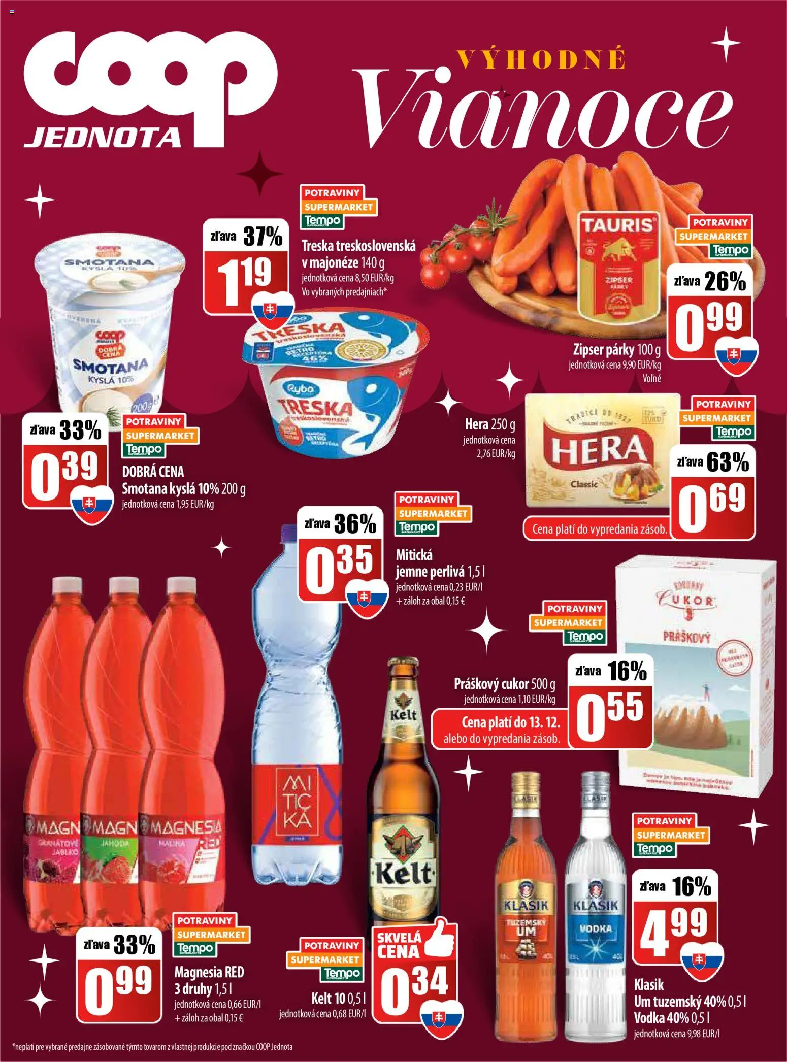 Nové COOP Jednota akcie – leták je platný od 11.12.2025 | Strana: 32 | Produkty: Smotana, Magnesia, Mitická, Párky