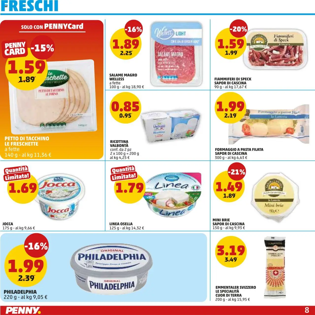 Volantino PENNY del 28.08.2025 | Pagina: 8 | Prodotti: Speck, Salame, Tacchino, Pasta