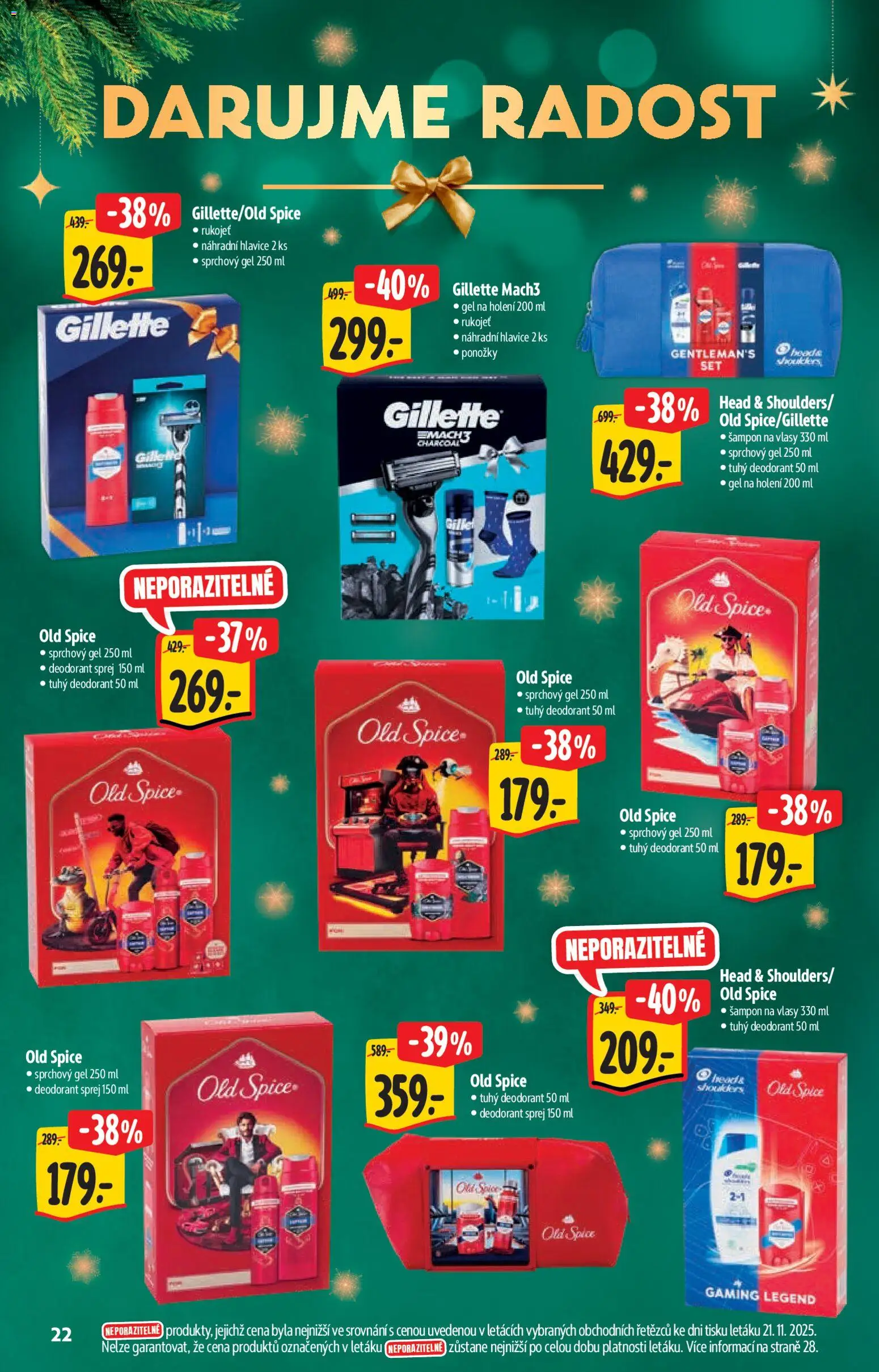 Albert katalog - Hypermarket - Dárky od 03.12.2025 | Strana: 22 | Produkty: Sprchový gel, Ponožky, Gillette Mach3, Old Spice