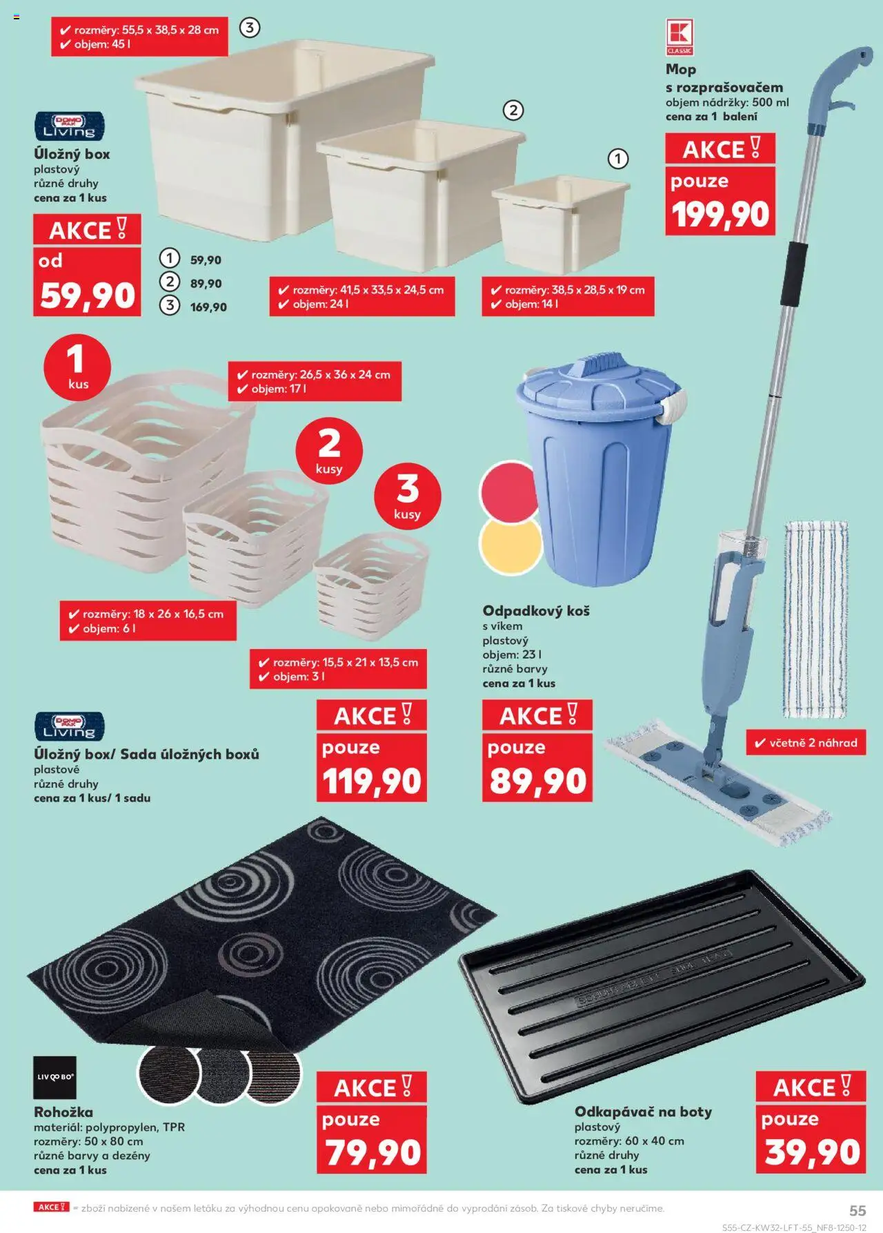 Kaufland leták - Praha 4 od 06.08.2025 | Strana: 55 | Produkty: Box, Úložný box, Mop, Koš