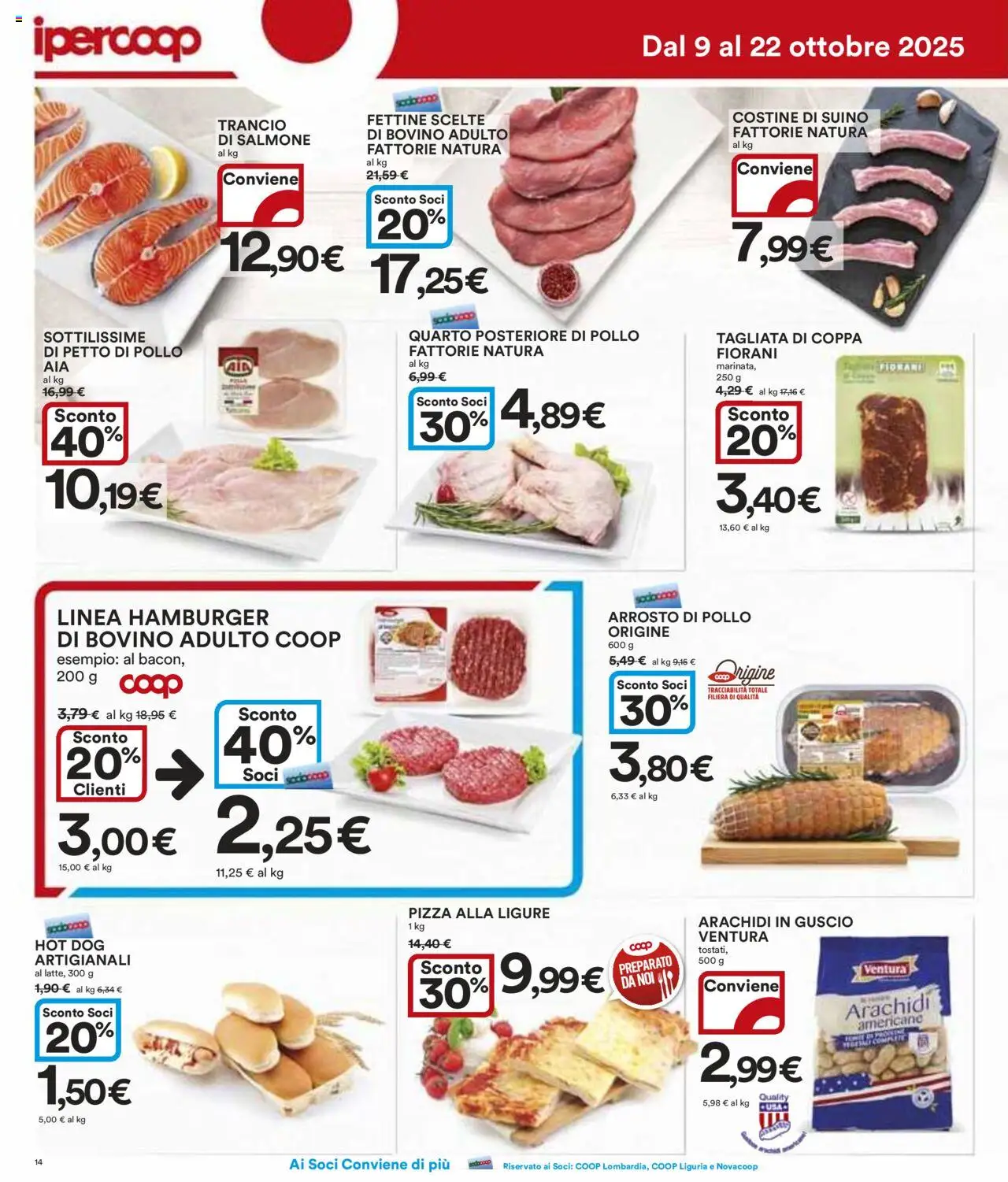 Volantino Ipercoop del 09.10.2025 | Pagina: 14 | Prodotti: Bovino, Arrosto, Pollo, Hamburger