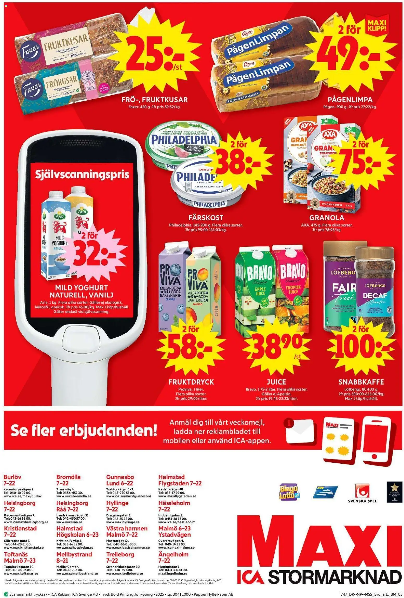 ICA Maxi reklamblad aktuell från 17.11.2025 | Sida: 12 | Produkter: Yoghurt, Juice, Vitlök, Mango