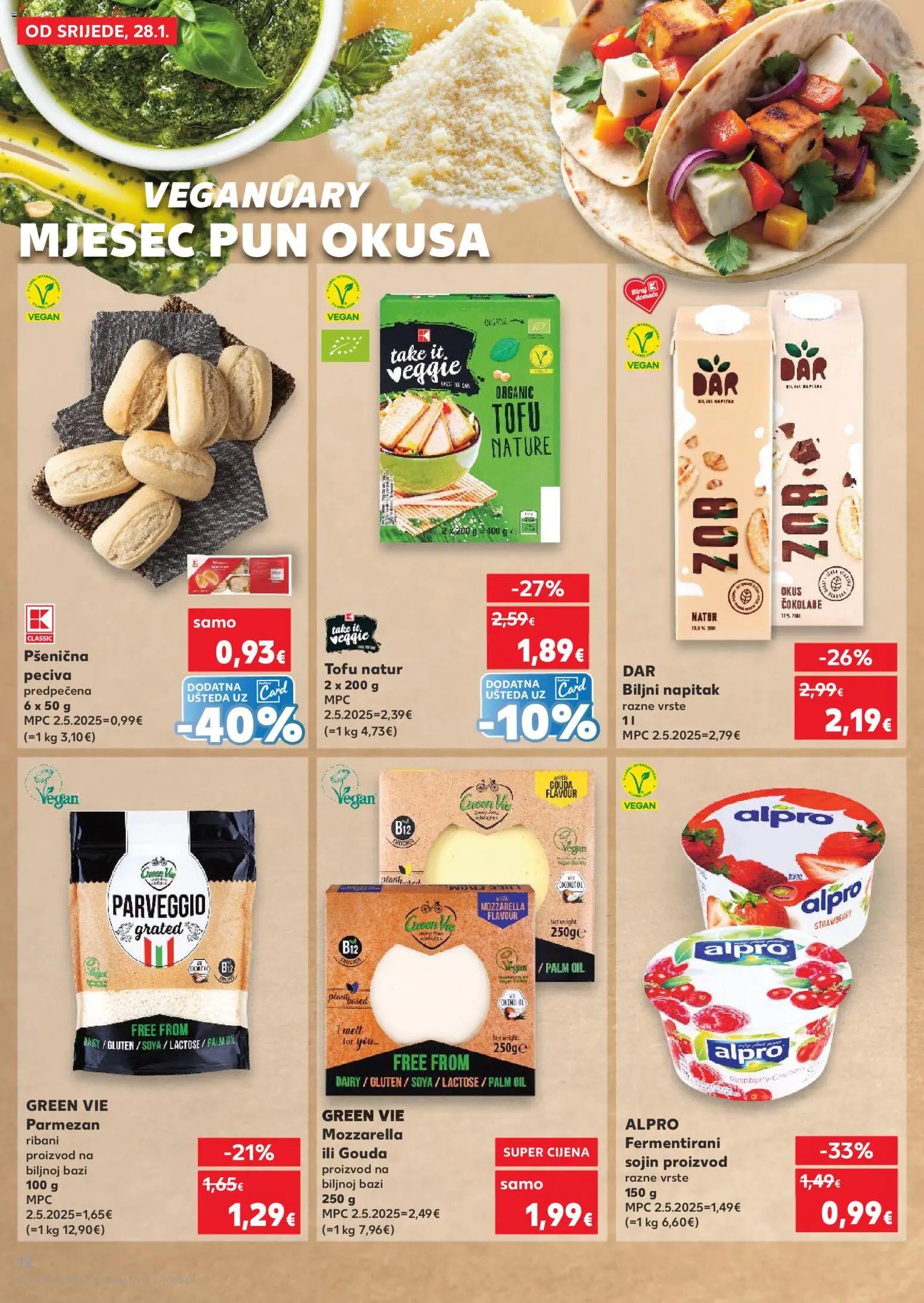 Kaufland katalog | vrijedi od 28.01.2026 | Stranica: 12 | Proizvodi: Mozzarella, Alpro, Tofu, Gouda