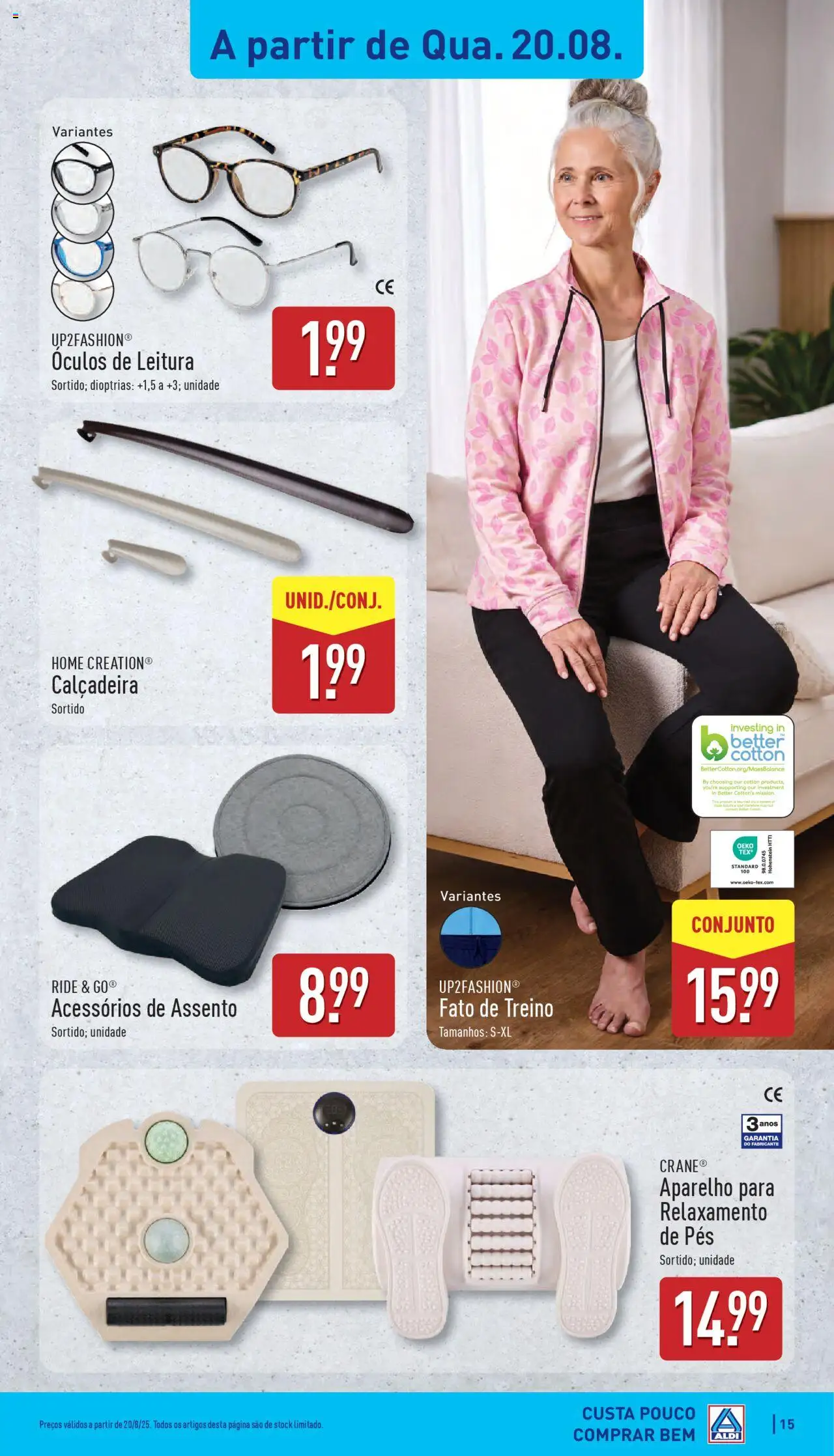 Aldi folheto │ válido de 18.08.2025 | Página: 15 | Produtos: Óculos, Fato