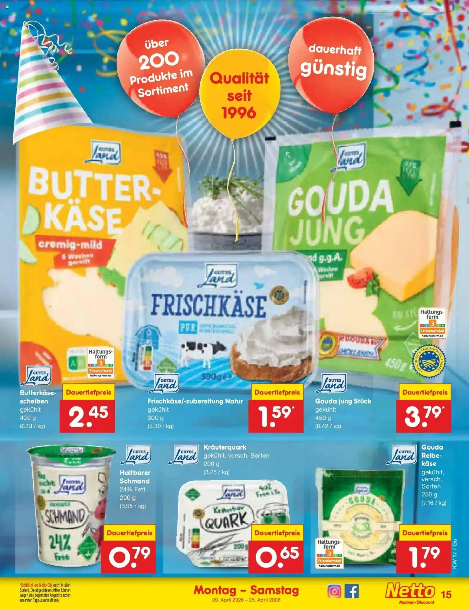 Netto Marken-Discount Prospekt Machern	 – gültig ab 20.04.2026 | Seite: 17 | Produkte: Butter, Käse, Gouda, Frischkase