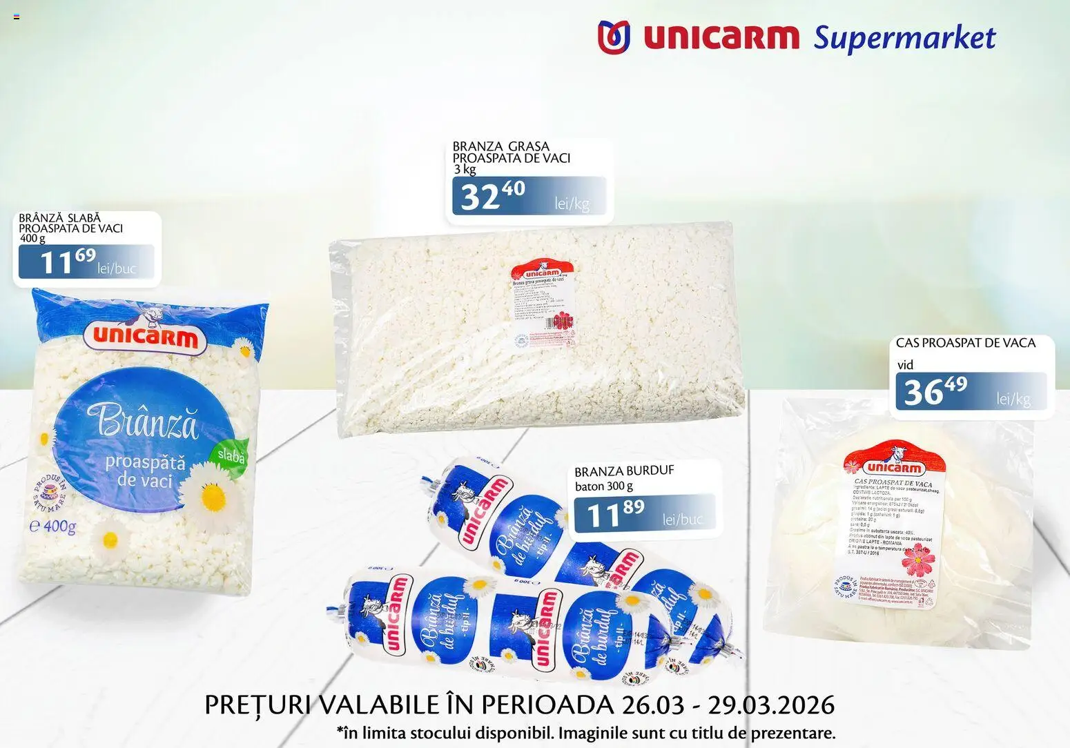 Noul catalog Unicarm – valabil de la 26.03.2026 | Pagină: 4 | Produse: Masaüstü kılıfı, Lapte, Brânză