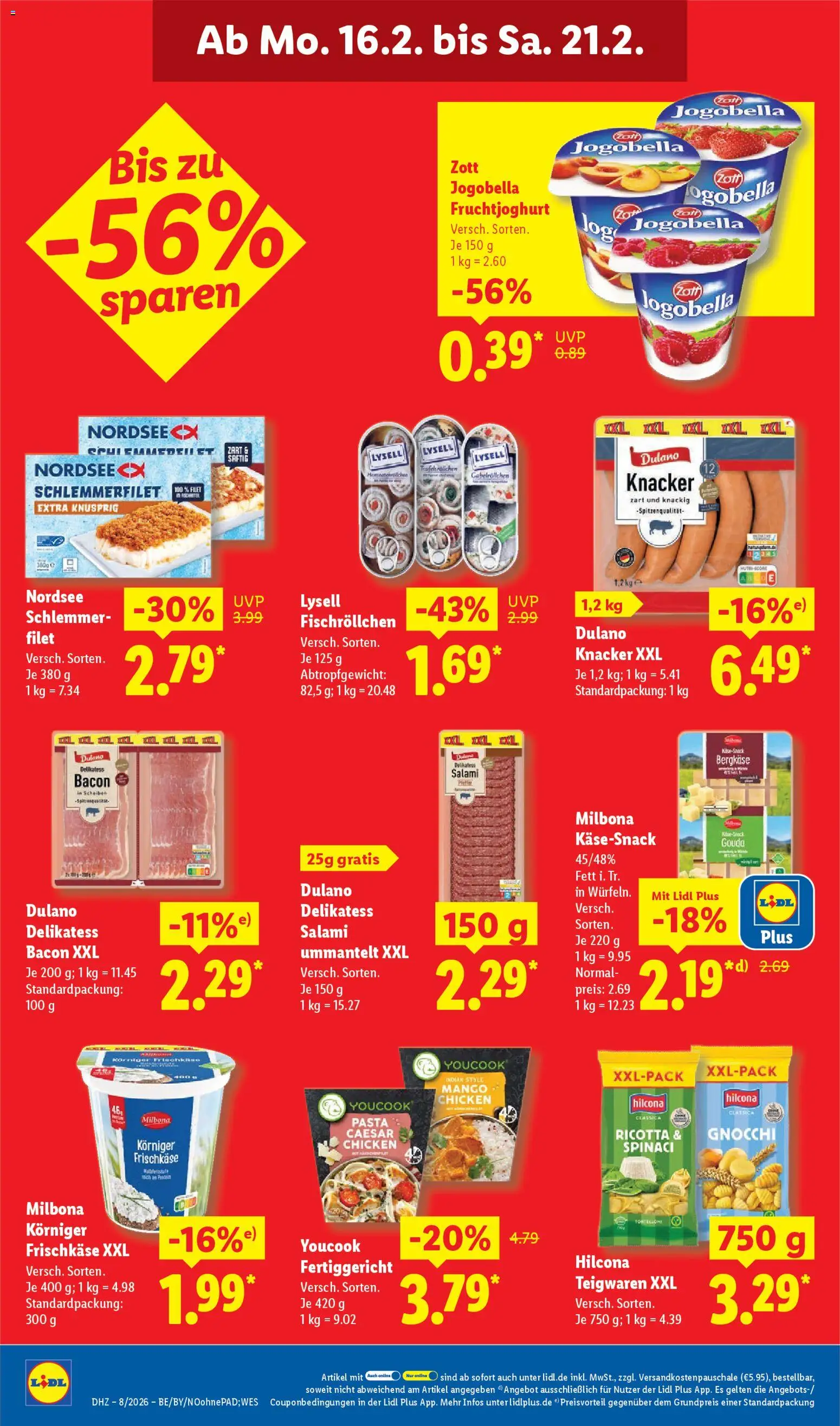 Lidl Prospekt Marne – gültig ab 16.02.2026 | Seite: 18 | Produkte: Fruchtjoghurt, Mango, Salami, Frischkase