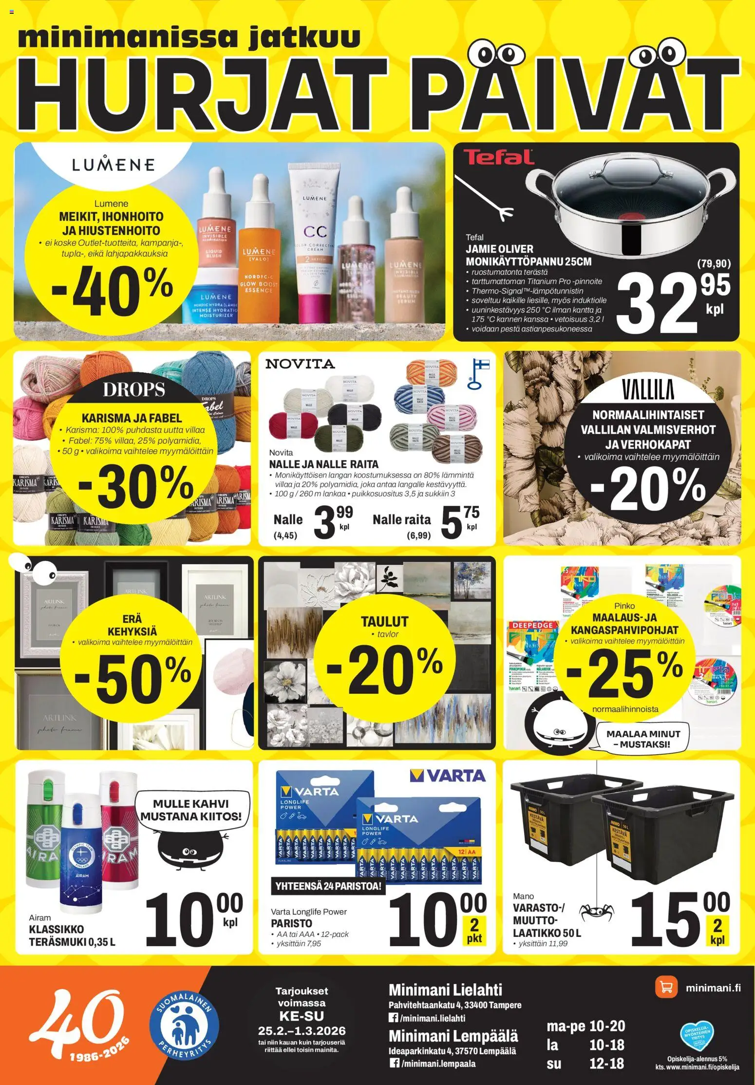 Minimani Tarjoukset - Lempäälä – voimassa 25.02.2026 alkaen | Sivu: 1 | Tuotteet: Laatikko, Kahvi