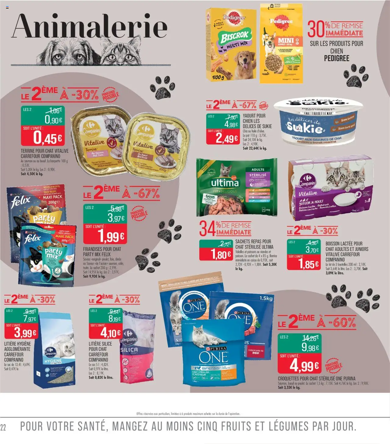 | Page: 22 | Produits: Yaourt, Huile, Croquettes pour chat, Biscuits