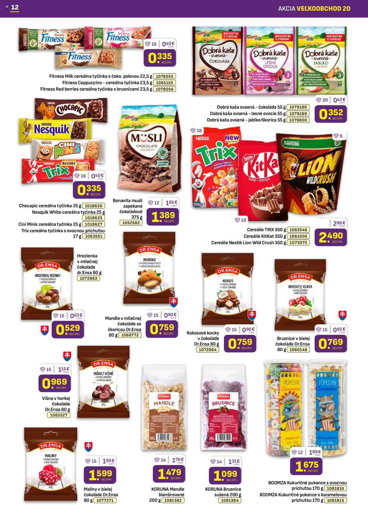Nové Libex akcie – leták je platný od 06.10.2025 | Strana: 12 | Produkty: Čokoláda, Mandle, Maliny, Ovocie