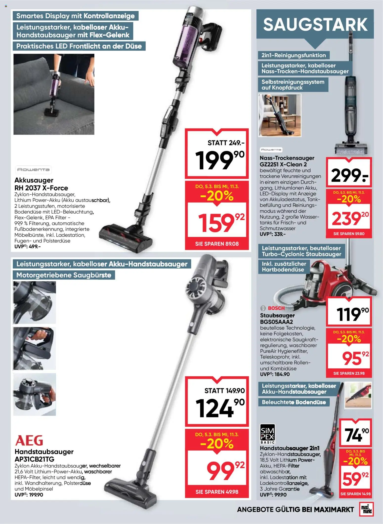 Maximarkt Flugblatt gültig ab 05.03.2026 | Seite: 19 | Produkte: Wasser, Staubsauger