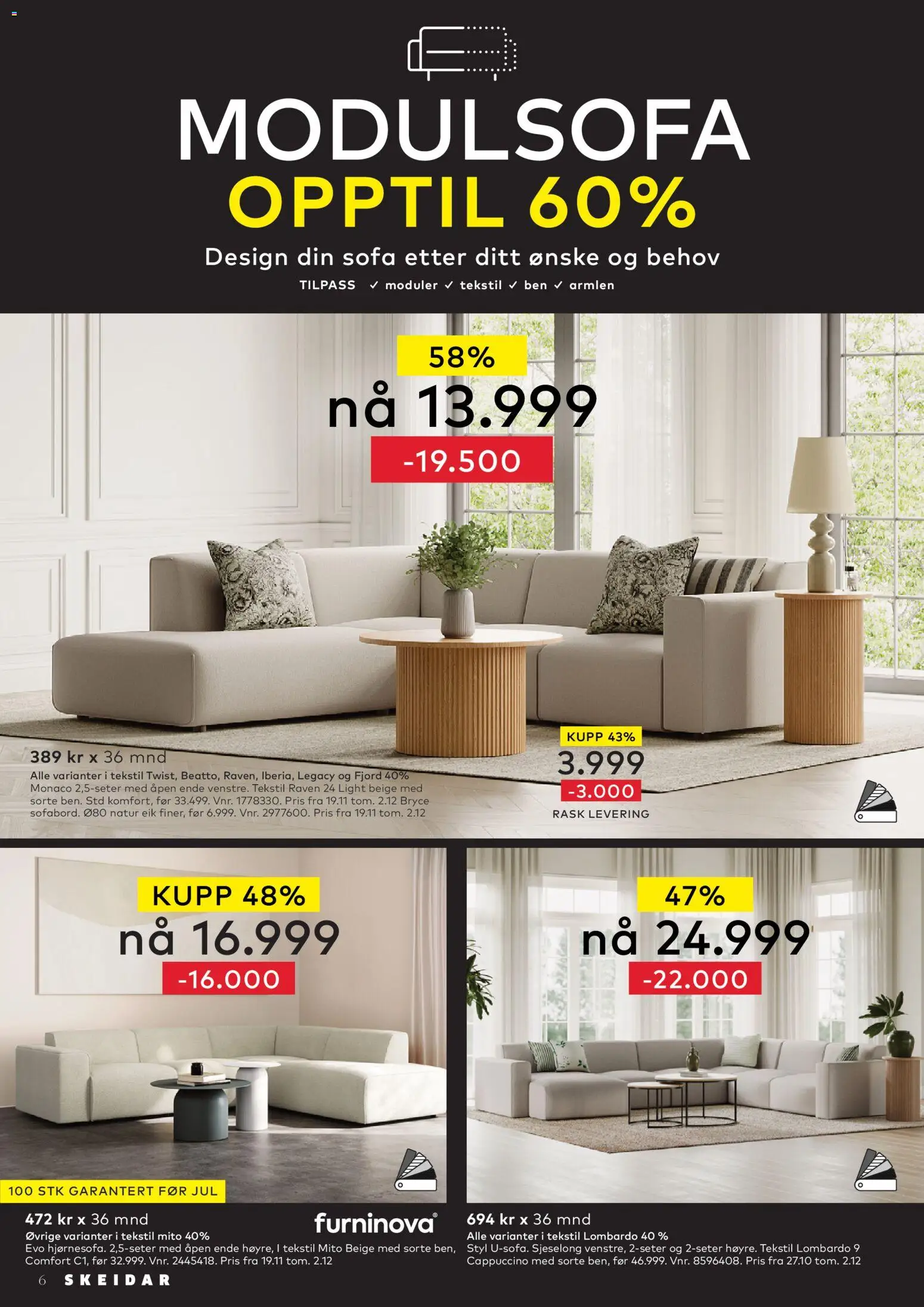 {H1} | Side: 6 | Produkter: Sofa, Sjeselong, Dishwasher powder