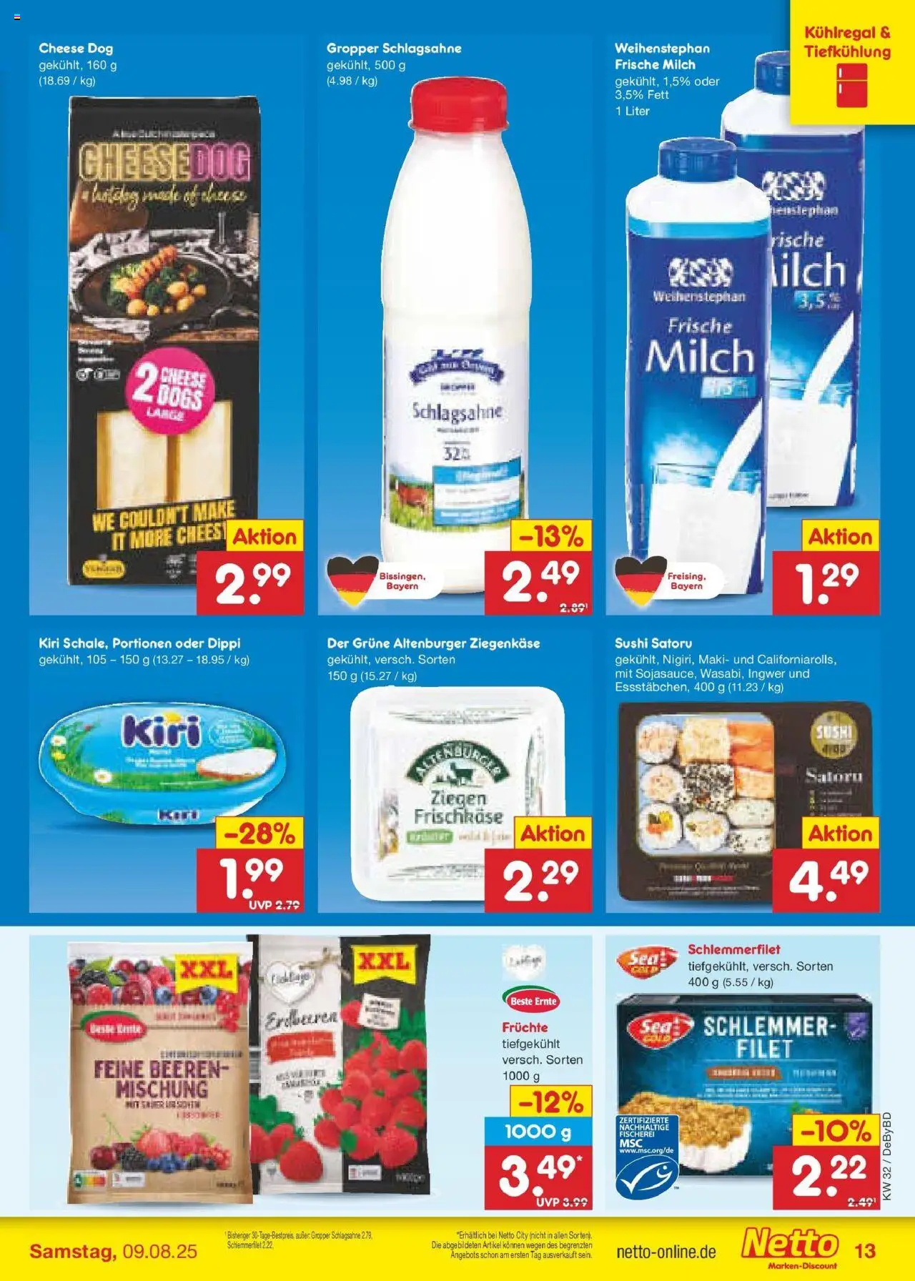 Netto Marken-Discount prospekt Buttenwiesen	 - gültig ab dem 04.08.2025 | Seite: 21 | Produkte: Schlagsahne, Milch, Ziegenkäse, Erdbeeren