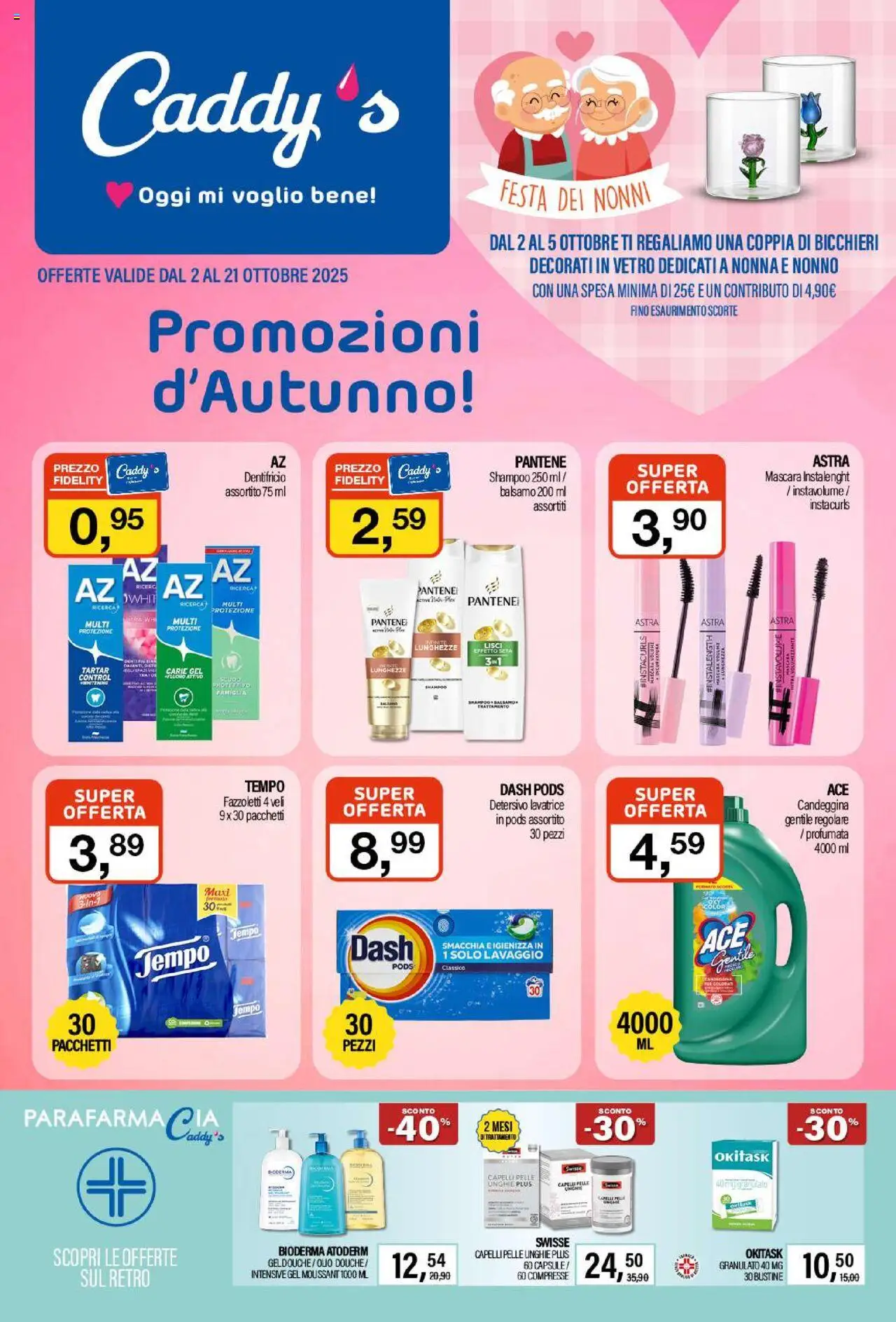 Volantino Caddy's del 02.10.2025 | Pagina: 1 | Prodotti: Balsamo, Dentifricio, Fazzoletti, Olio