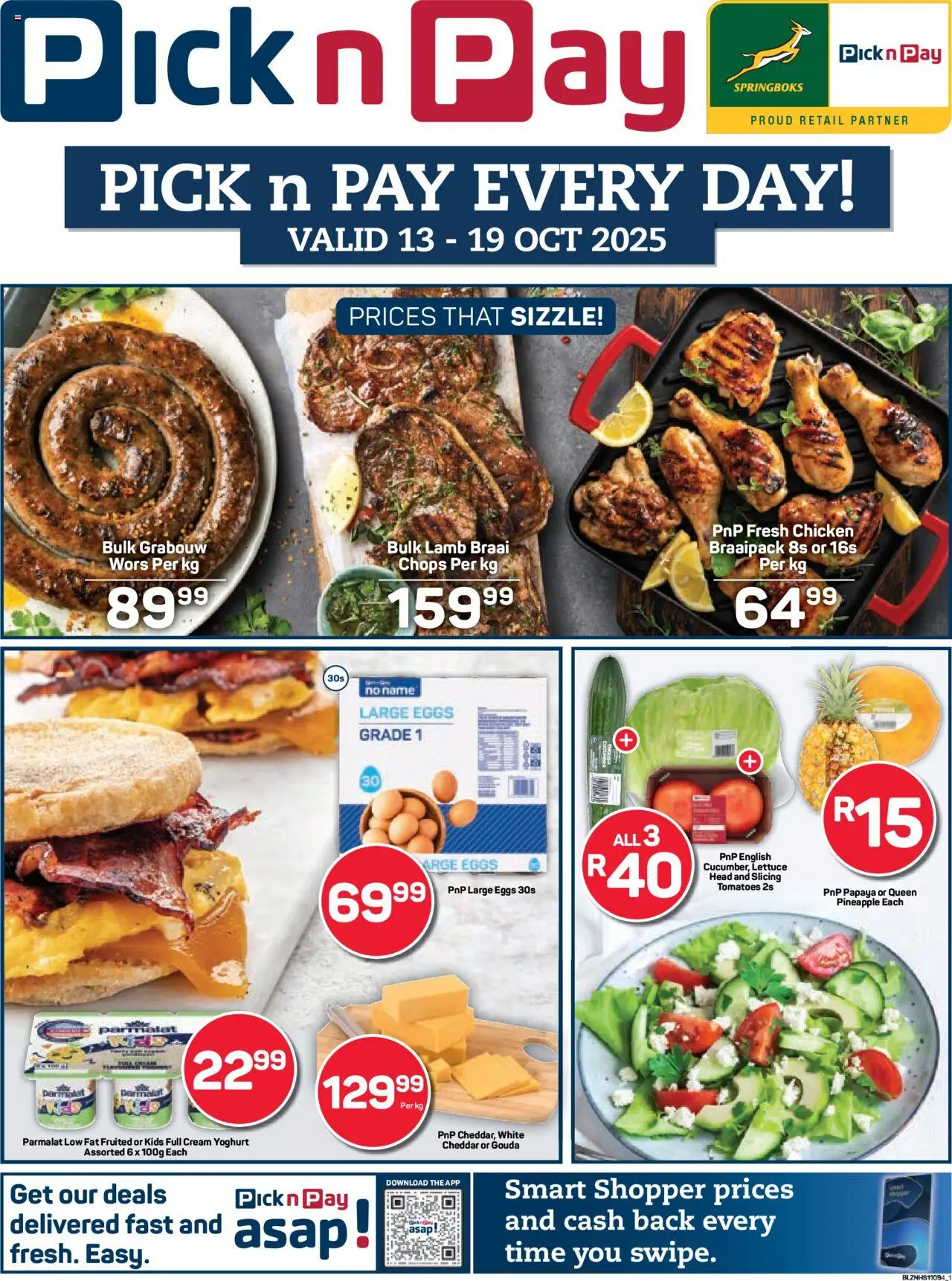 New Pick n Pay catalogue – valid from 13.10.2025 | Page: 1 | Products: Yoghurt, Eggs, Tomatoes, Cream