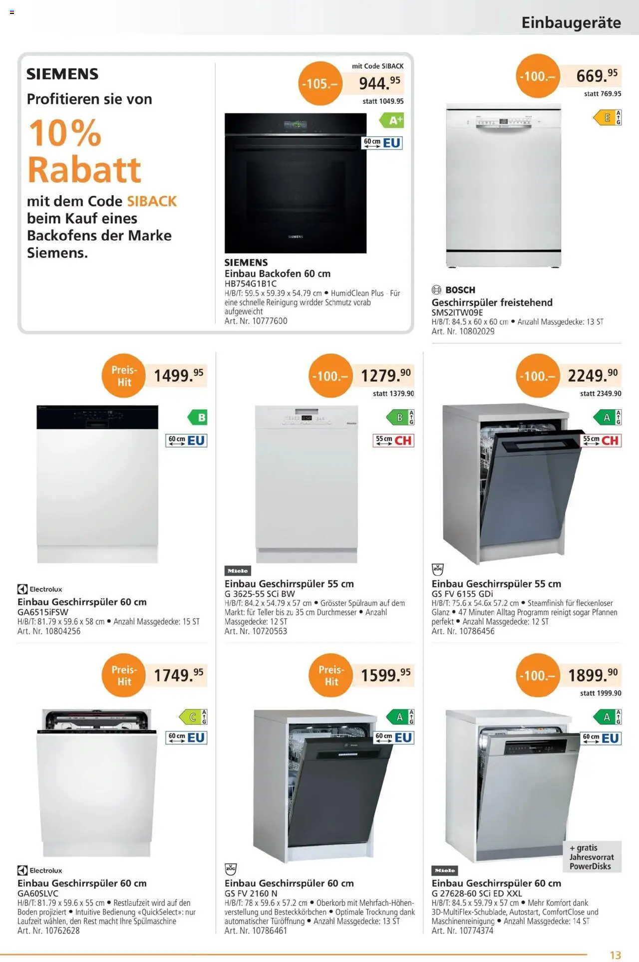 Fust Aktionen ab 26.05.2025 | Seite: 13 | Produkte: Backofen, Miele, Bosch, Siemens