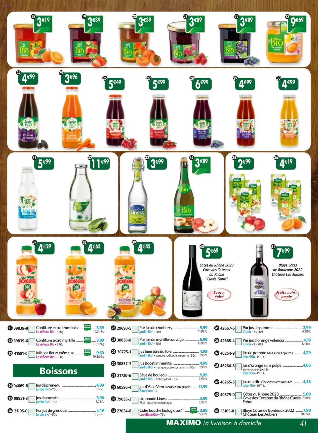 {H1} | Page: 41 | Produits: Miel, Cidre, Jus de pomme, Carotte