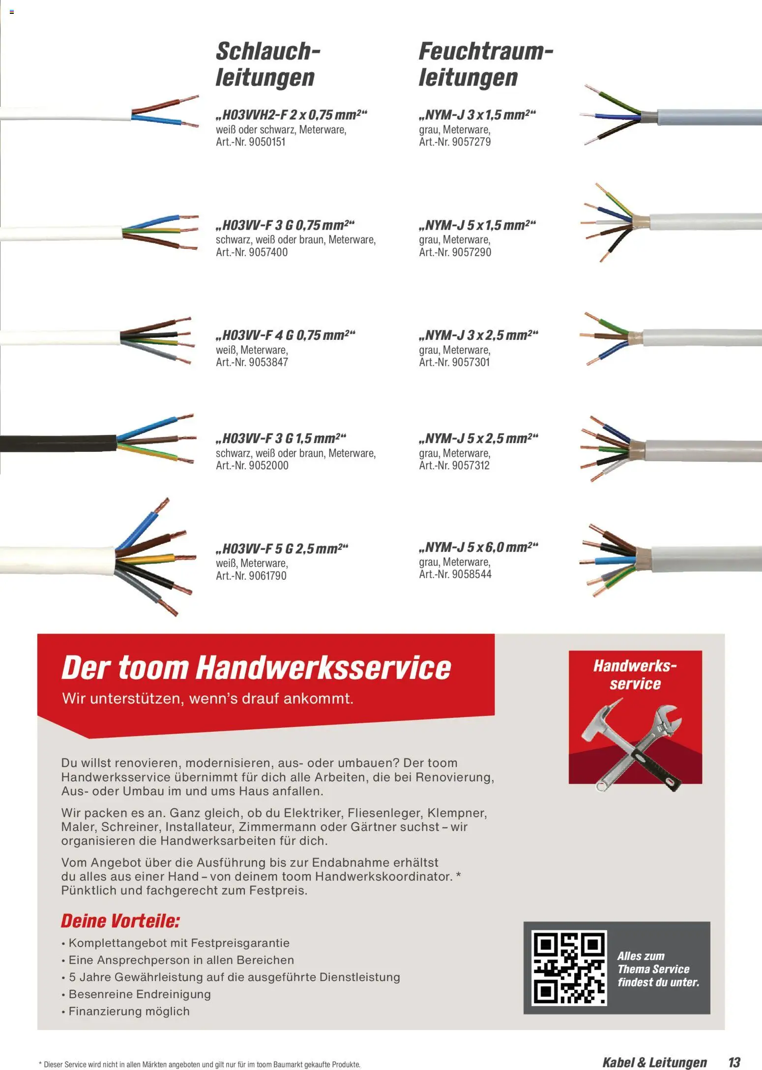 Toom Baumarkt Elektro-Installation 2026 – gültig ab 14.03.2026 | Seite: 13 | Produkte: Kabel